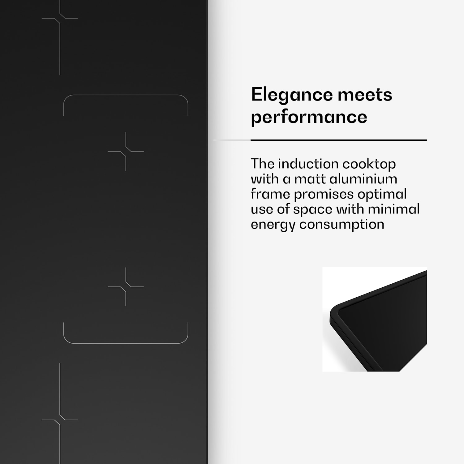 Velaire inductiekookplaat | stijlvol, minimalistisch, krachtig | 4 kookzones | 7000 W | 90 cm Slim | 4 | Zwart