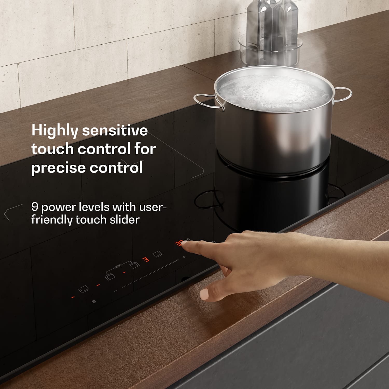 Velaire inductiekookplaat | stijlvol, minimalistisch, krachtig | 4 kookzones | 7000 W | 90 cm Slim | 4 | Zwart