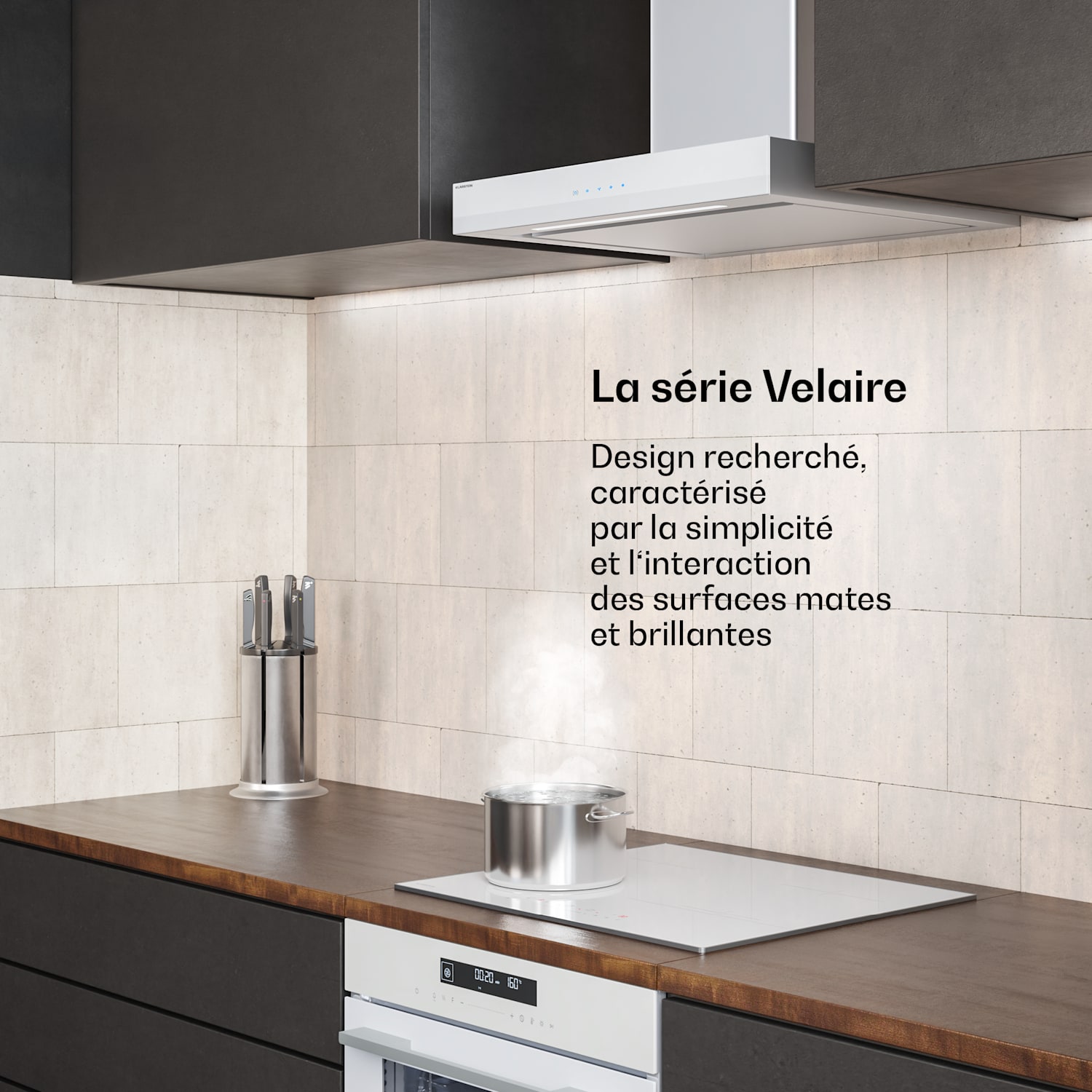 Velaire afzuigkap | elegant, minimalistisch, krachtig | energieklasse A++ | 600 m³/h | 60 cm 60 cm | Wit