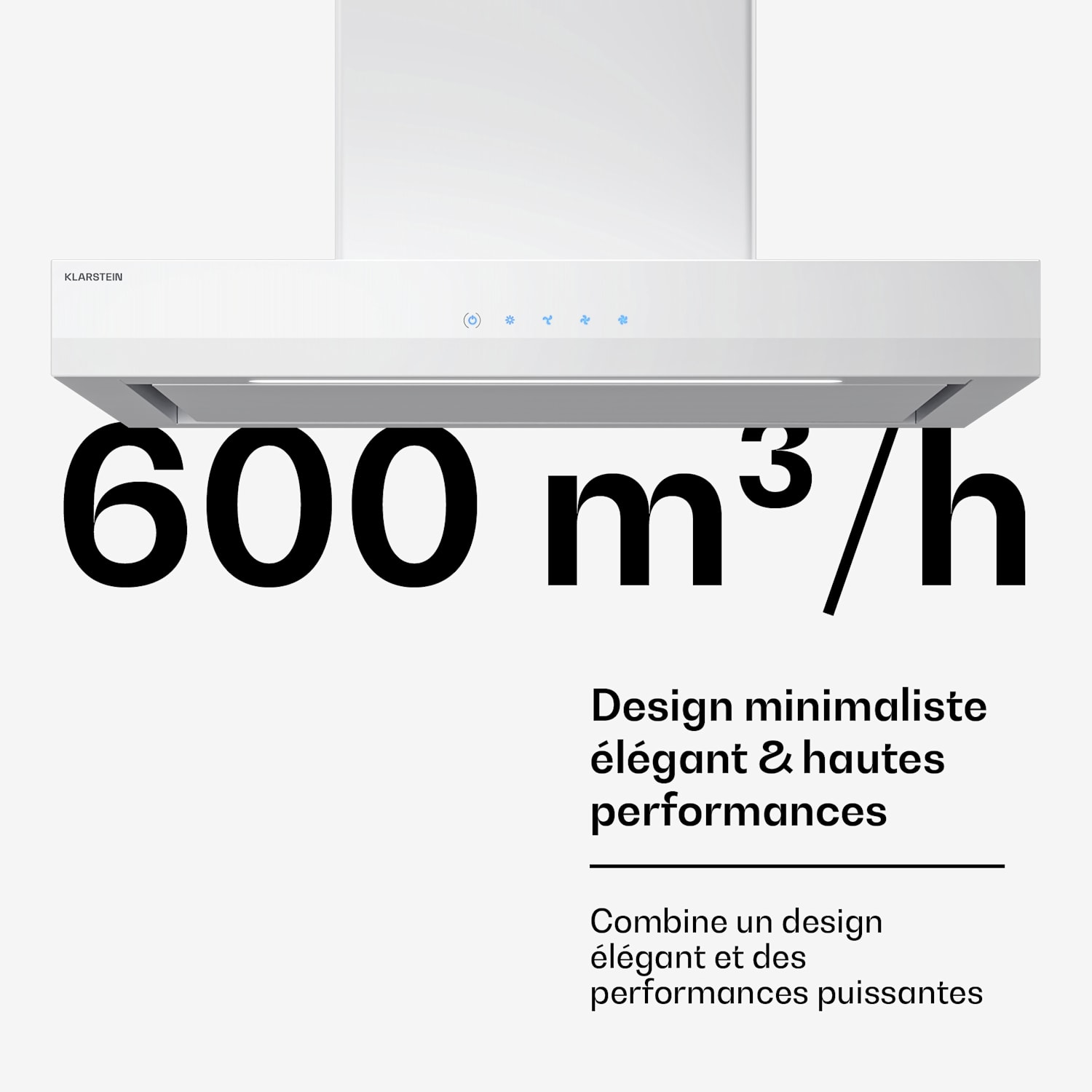 Velaire afzuigkap | elegant, minimalistisch, krachtig | energieklasse A++ | 600 m³/h | 60 cm 60 cm | Wit