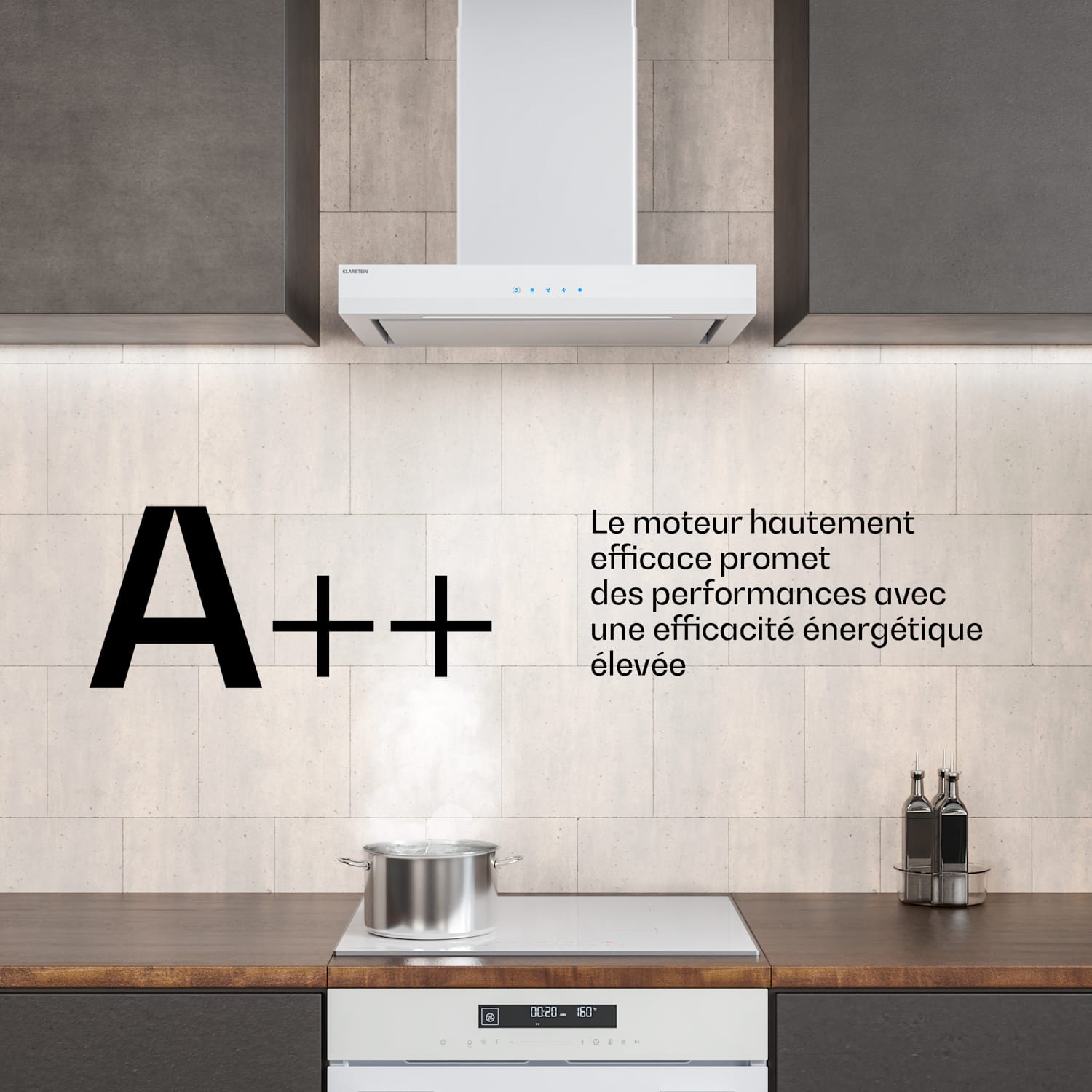 Velaire afzuigkap | elegant, minimalistisch, krachtig | energieklasse A++ | 600 m³/h | 60 cm 60 cm | Wit