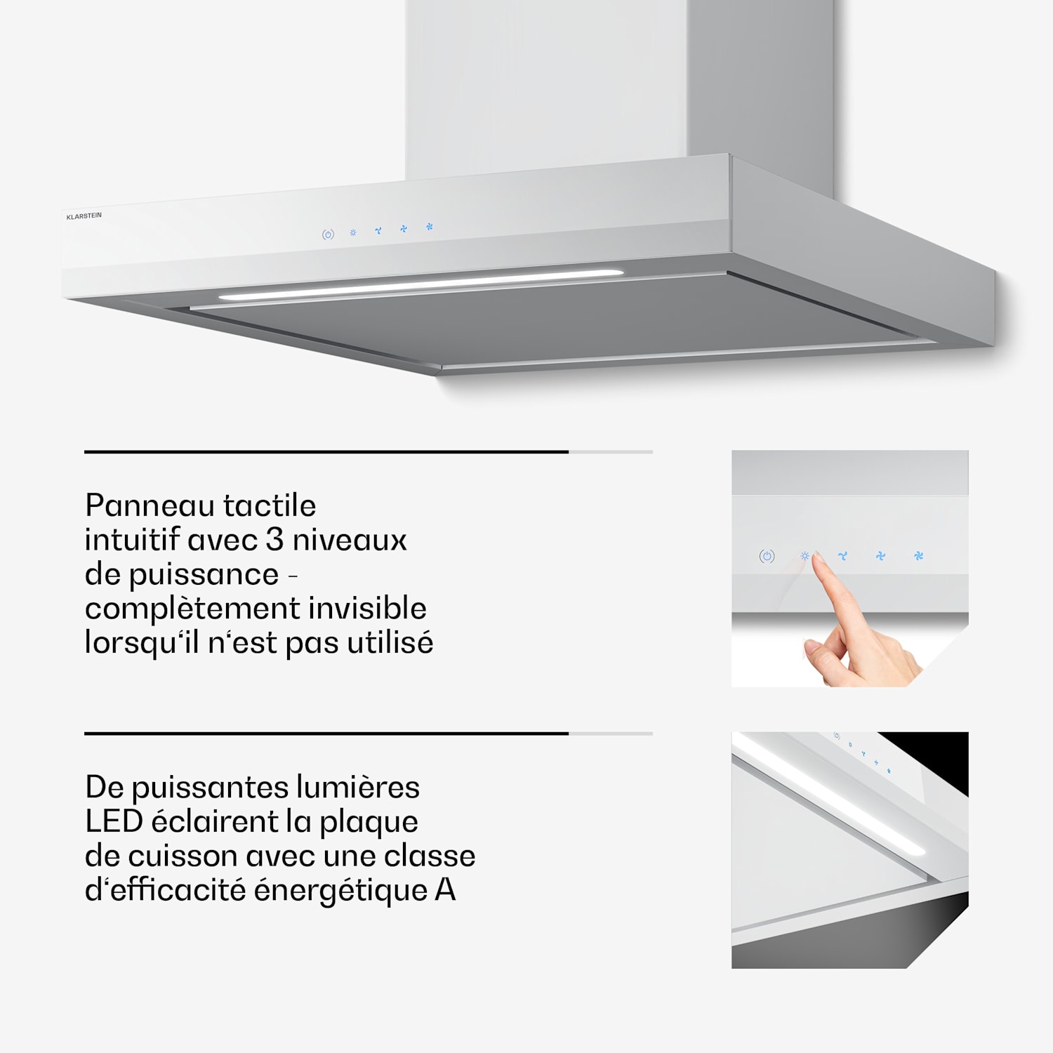 Velaire afzuigkap | elegant, minimalistisch, krachtig | energieklasse A++ | 600 m³/h | 60 cm 60 cm | Wit