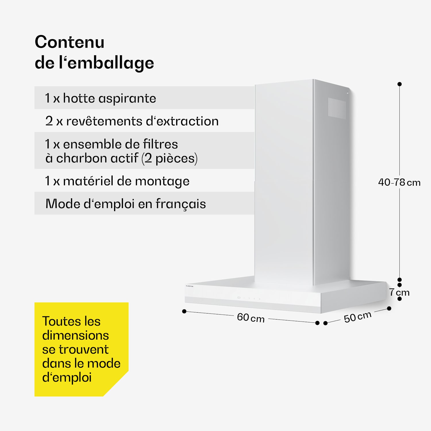 Velaire afzuigkap | elegant, minimalistisch, krachtig | energieklasse A++ | 600 m³/h | 60 cm 60 cm | Wit
