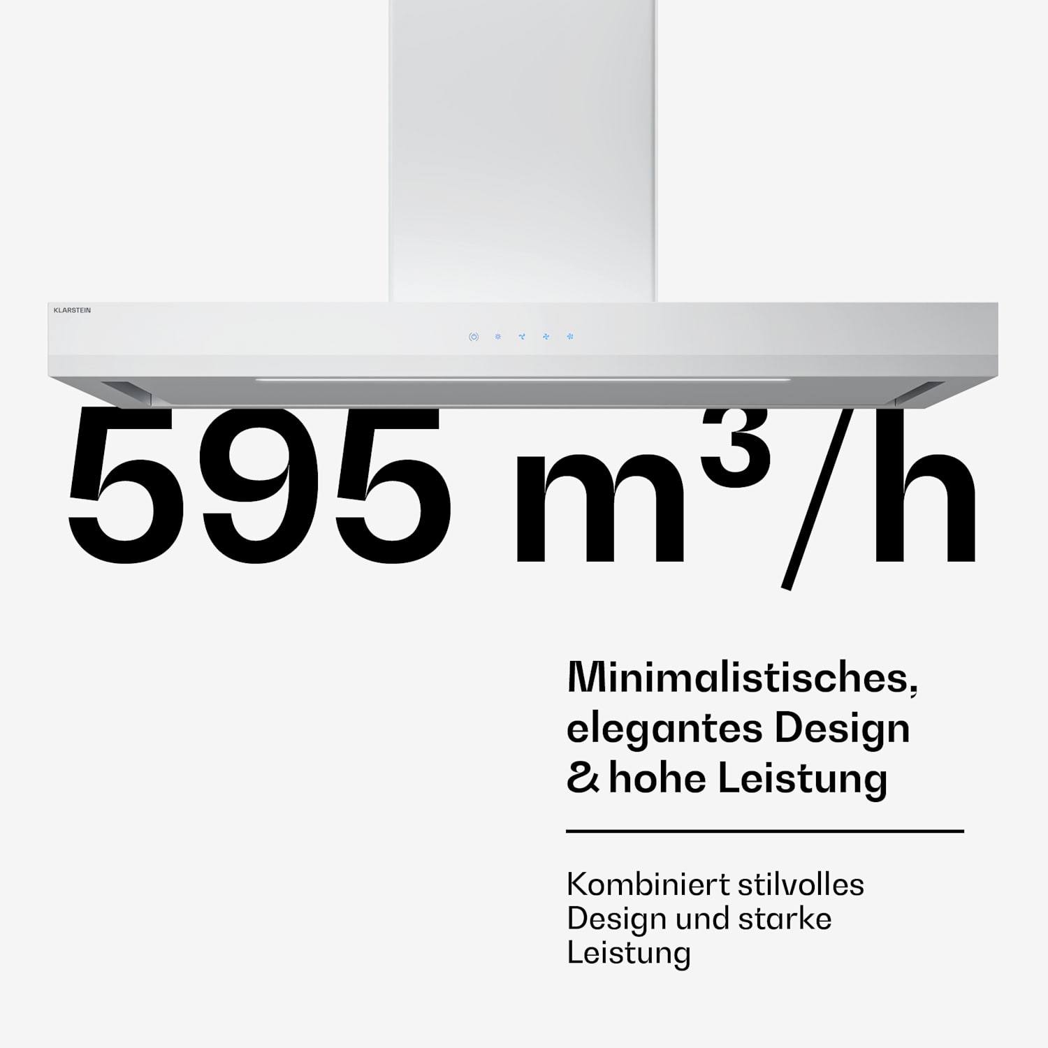 Velaire Hotte de cuisine | Élégante, minimaliste, puissante | Classe énergétique A++ | 595 m³/h | 90 cm 90 cm | Blanc