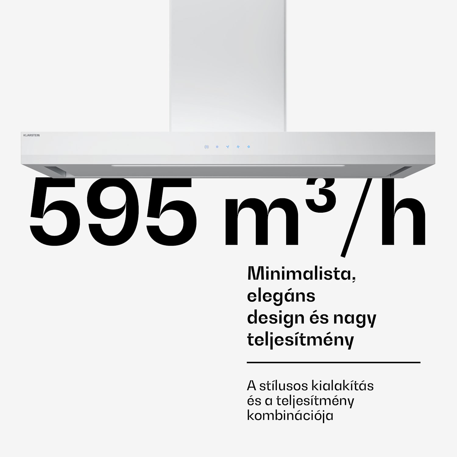Velaire páraelszívó, Elegáns, minimalista, nagy teljesítményű, A++ energiaosztály, 595 m³/h, 90 cm 90 cm | Fehér