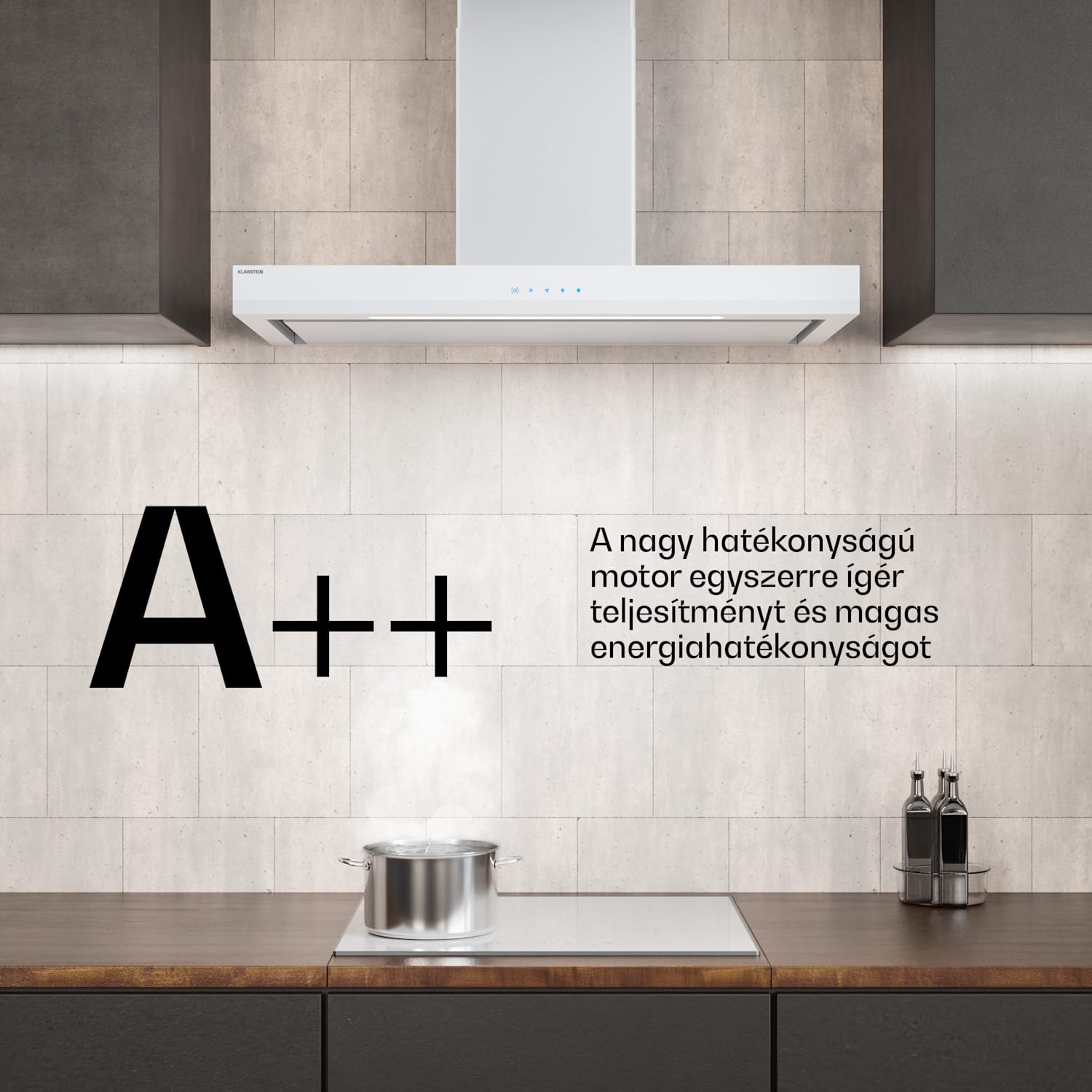 Velaire páraelszívó, Elegáns, minimalista, nagy teljesítményű, A++ energiaosztály, 595 m³/h, 90 cm 90 cm | Fehér