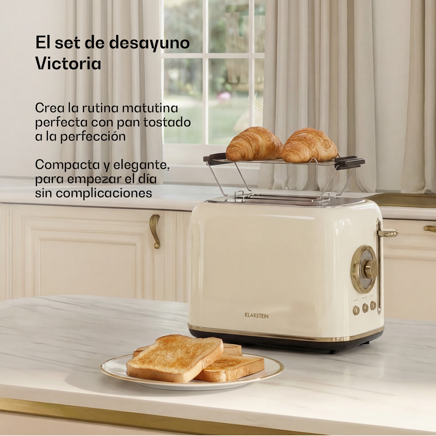 Victoria Tostadora | Tostadora de 2 ranuras | 800 W | 7 niveles de tostado | Soporte para panecillos 