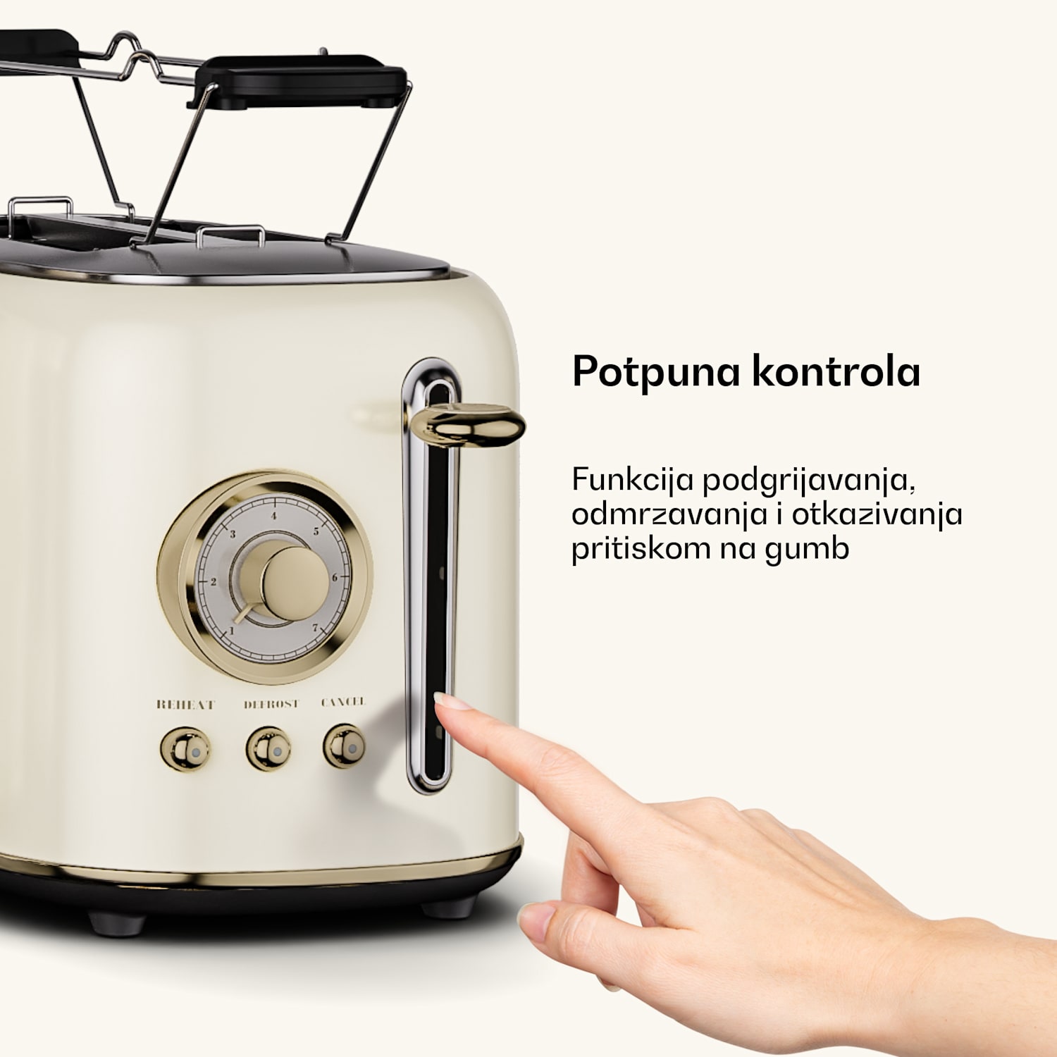 Toster Victoria | Toster za 2 kriške | 800 W | 7 razina pečenja | Grijač peciva 