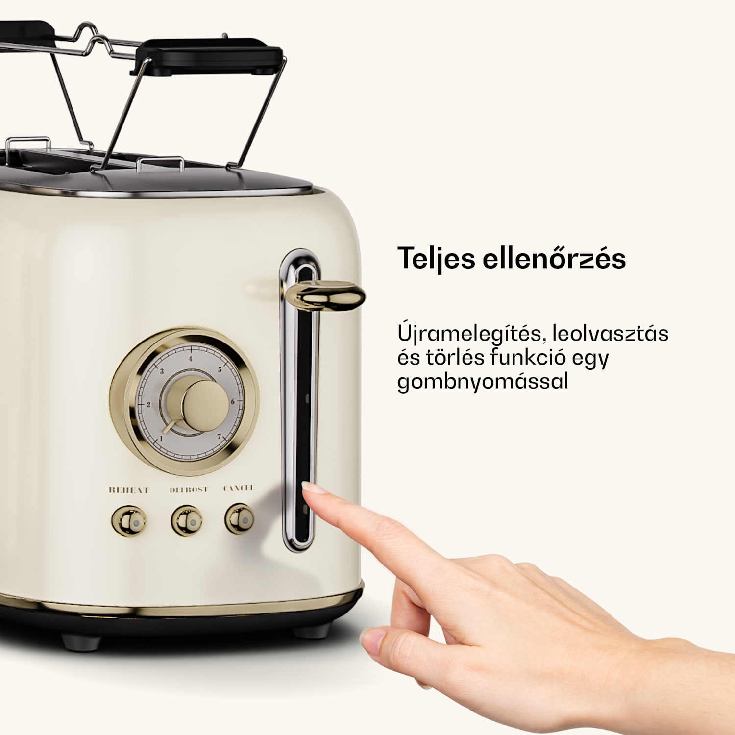 Victoria kenyérpirító | 2 szeletes kenyérpirító | 800 W | 7 pirítási fokozat | Zsemlemelegítő 