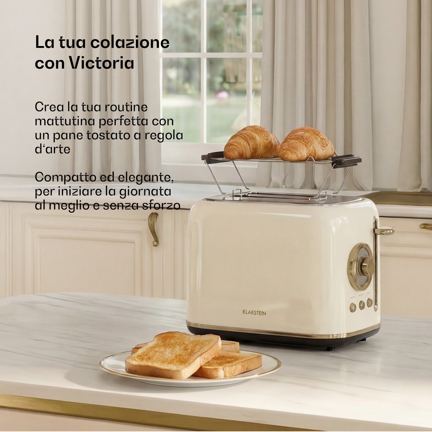 Victoria - Tostapane | 2 scomparti | 800 W | 7 livelli di doratura | Griglia per panini 