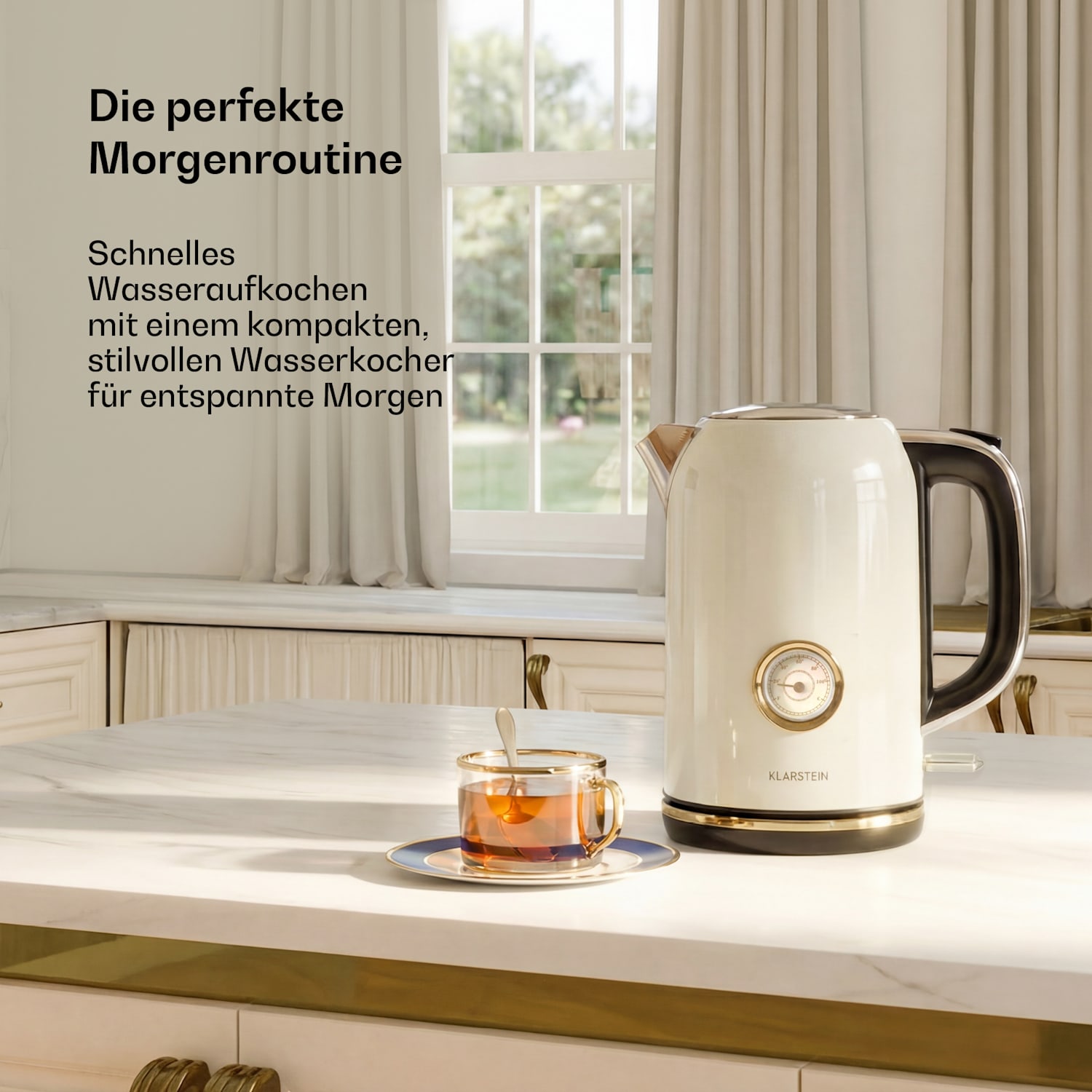 Victoria Wasserkocher | 1,7 Liter | 2200 W | 360°-Drehfuß | Zeitloses Design 