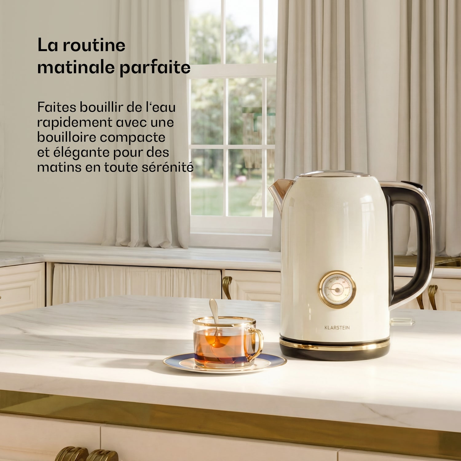 Bouilloire Victoria | 1,7 litre | 2200 W | Base pivotante à 360° | Design intemporel 