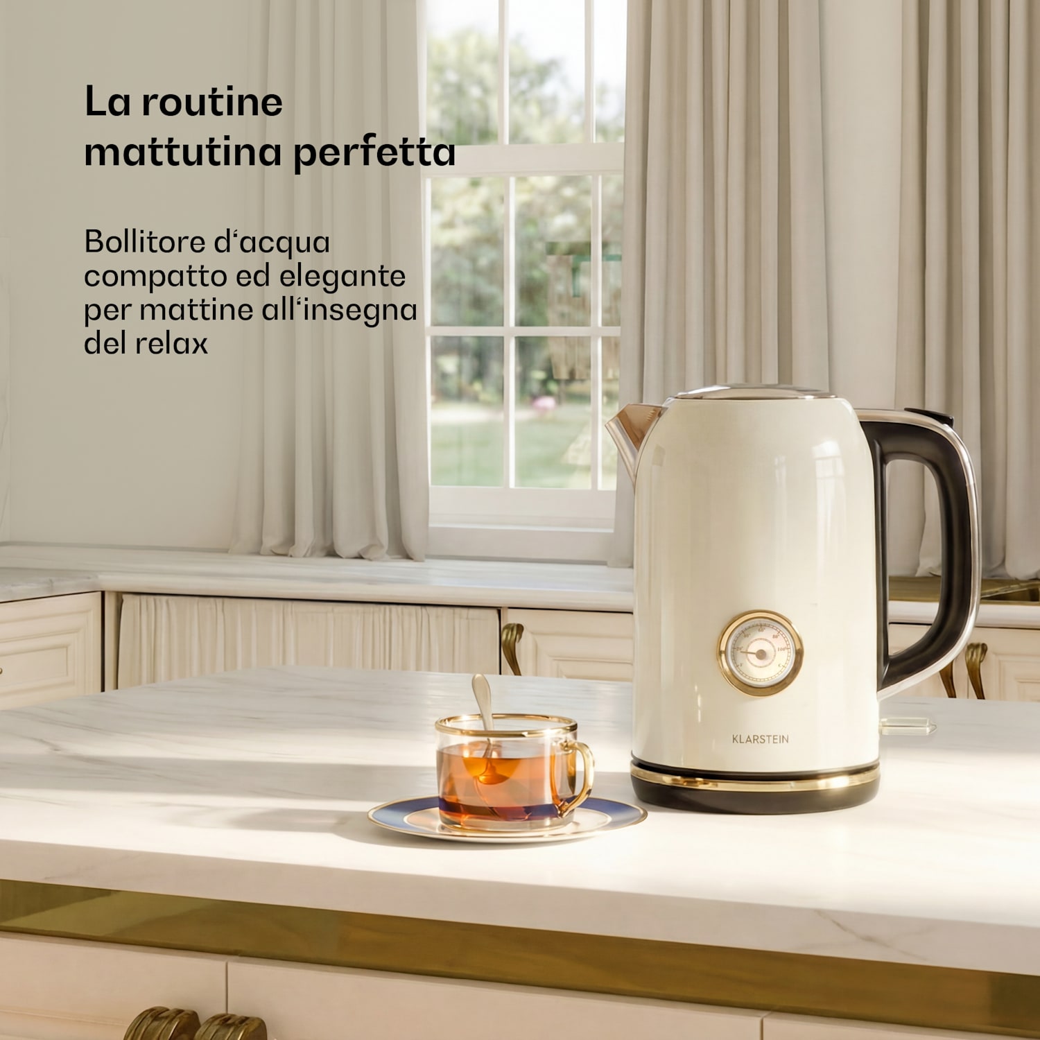 Victoria - Bollitore | 1,7 Litri | 2200 W | Base a 360° | Design senza tempo 
