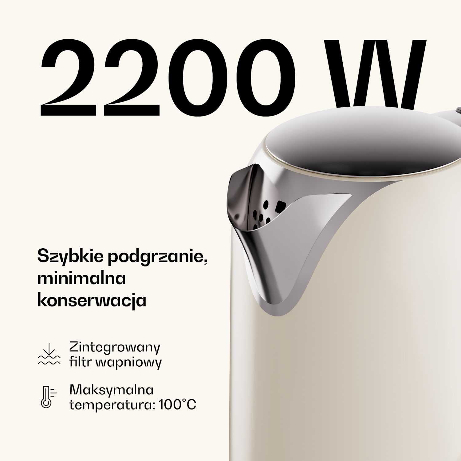 Czajnik Victoria | 1,7 litra | 2200 W | Obrotowa podstawa 360° | Ponadczasowy design 