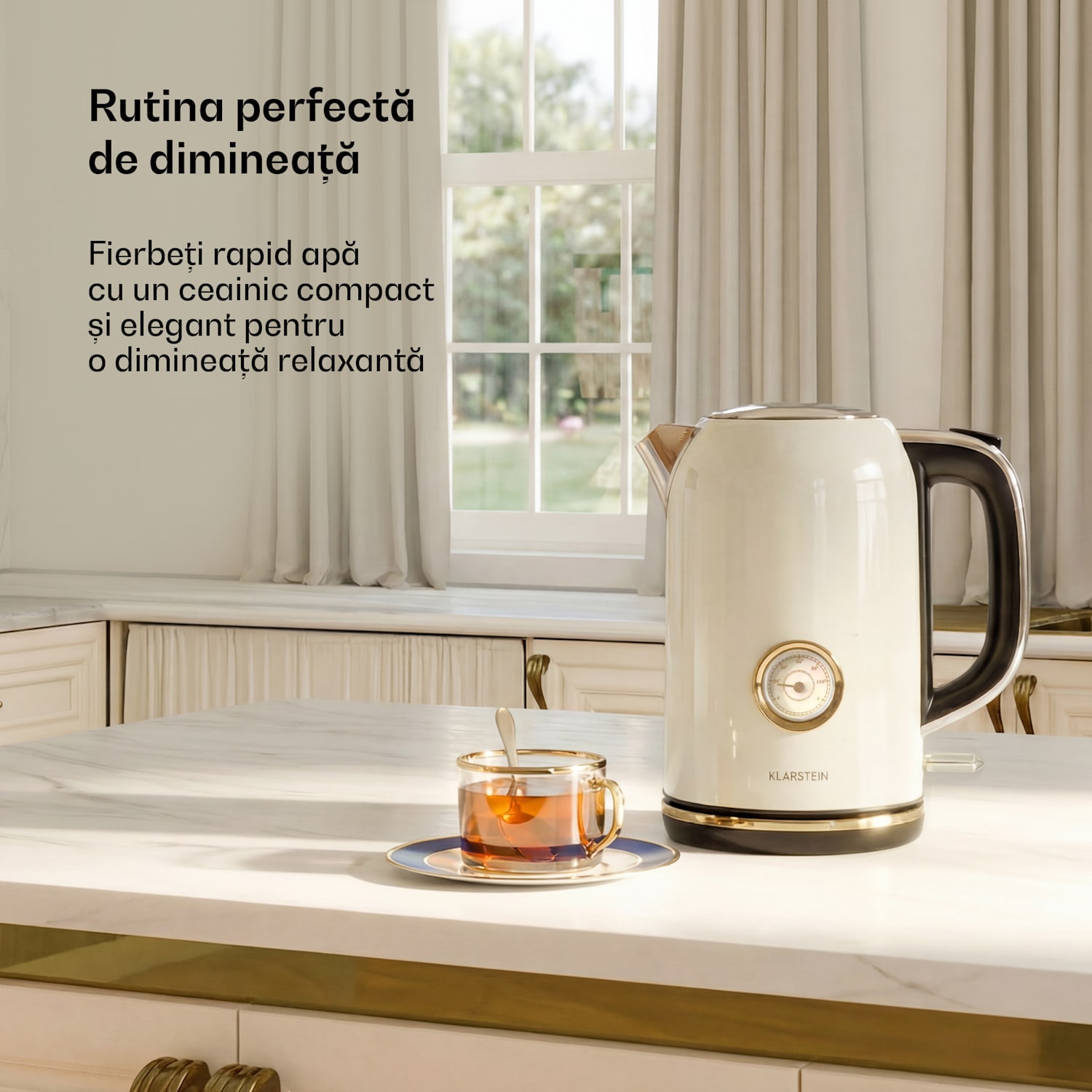 Fierbător electric Victoria | 1,7 litri | 2200 W | Baza pivotantă 360° | Design atemporal 