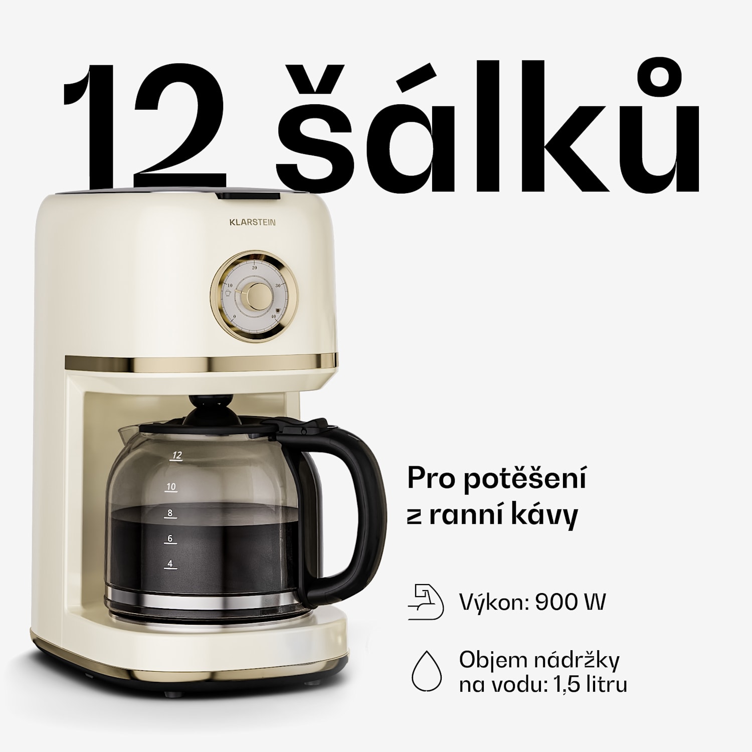 Victoria kávovar na filtrovanou kávu | 1,5 litru | Funkce udržování teploty | 12 šálků Krémová