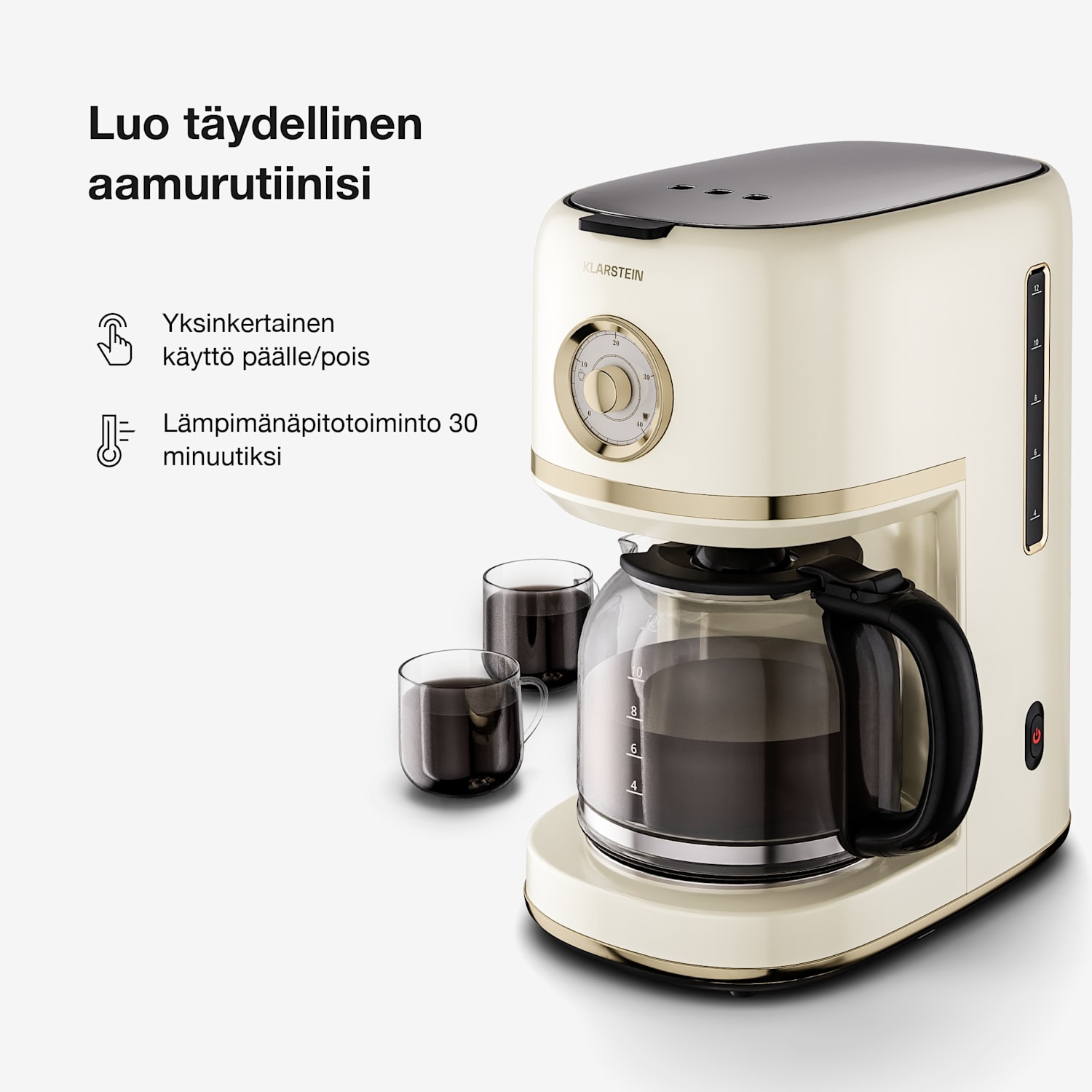 Victoria suodatinkahvinkeitin | 1,5 litraa | Lämpimänäpitotoiminto | 12 kuppia Kerma