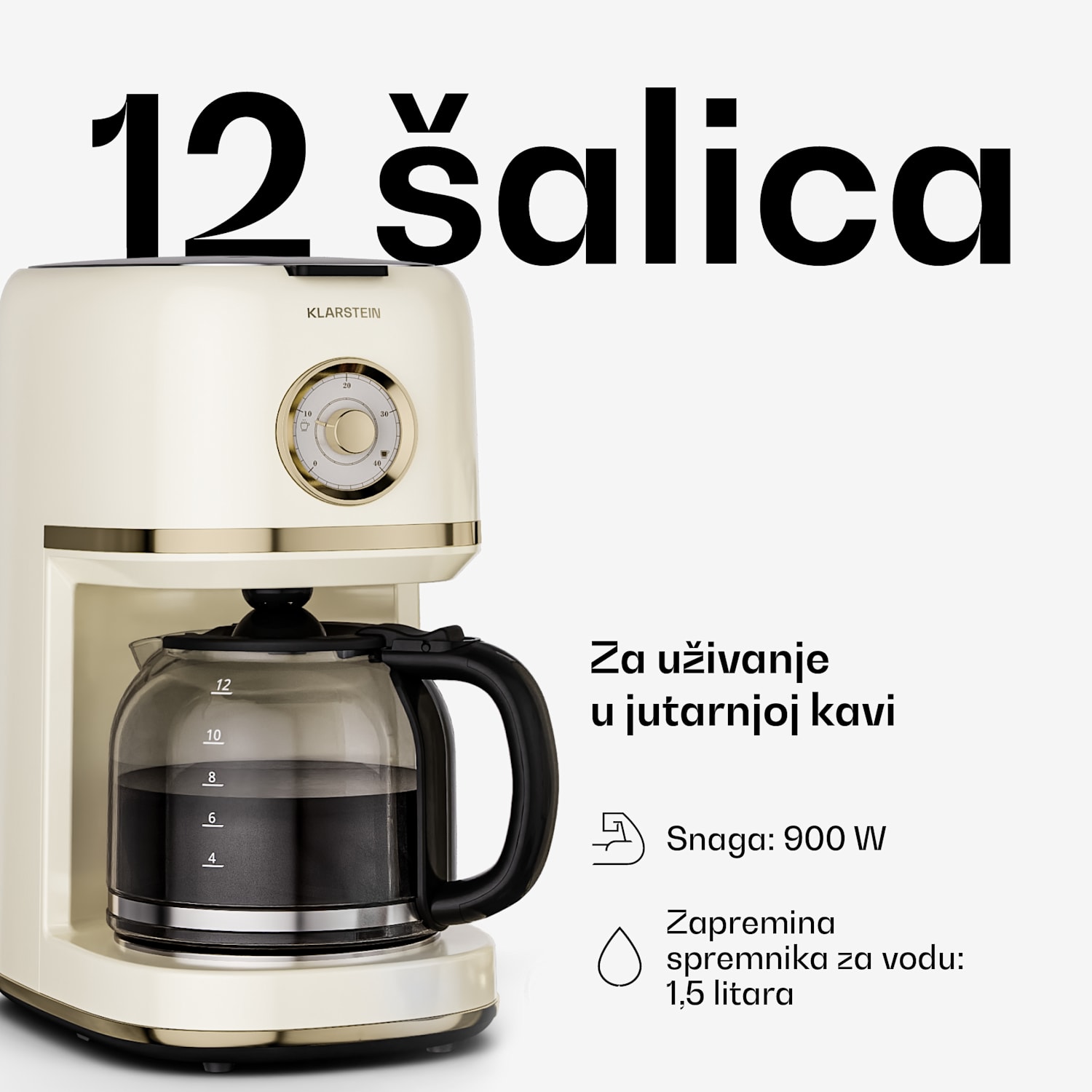 Victoria aparat za filter kavu | 1,5 litara | Funkcija održavanja topline | 12 šalica 