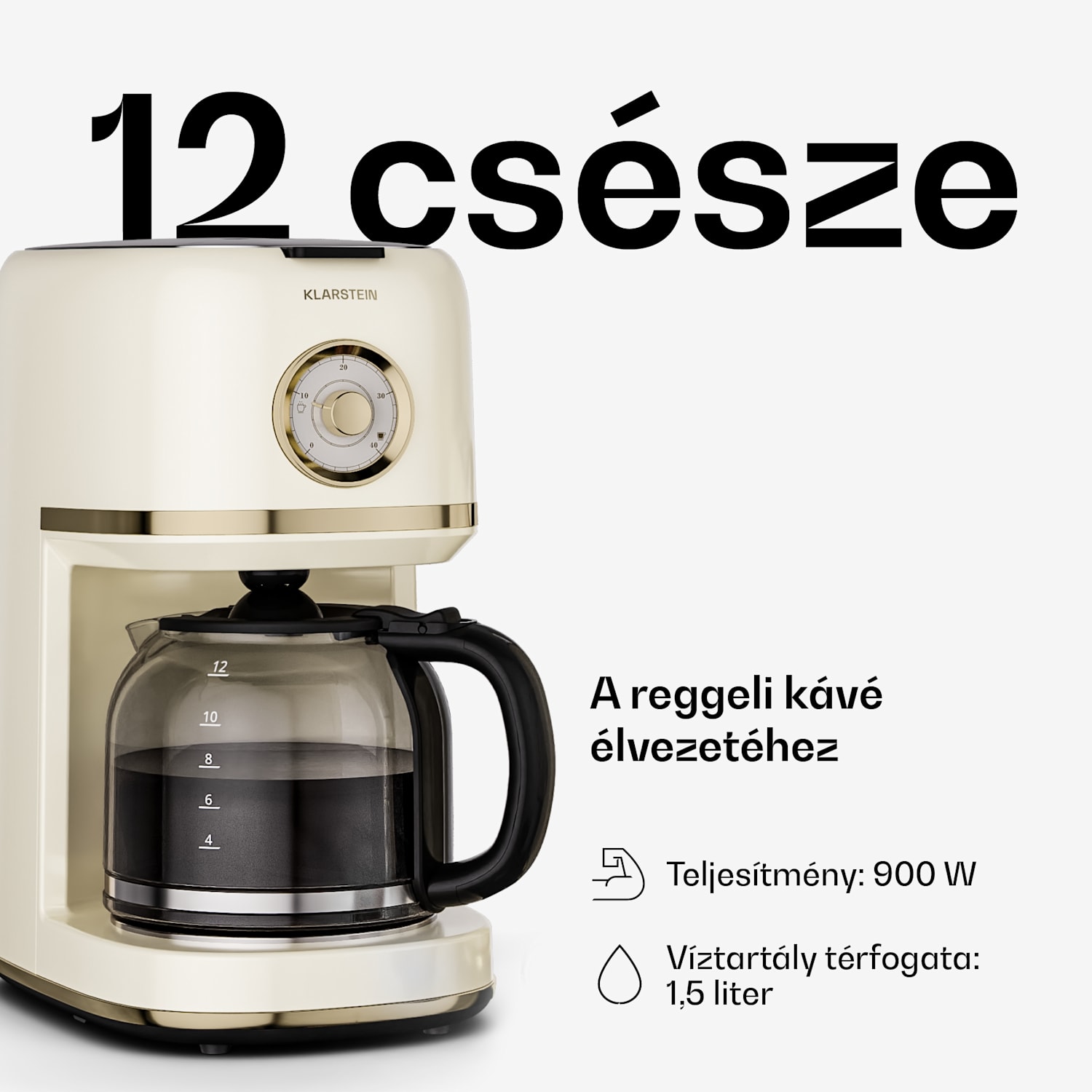 Victoria filteres kávéfőző | 1,5 liter | Hőmérséklet-megtartó funkció | 12 csésze Krém