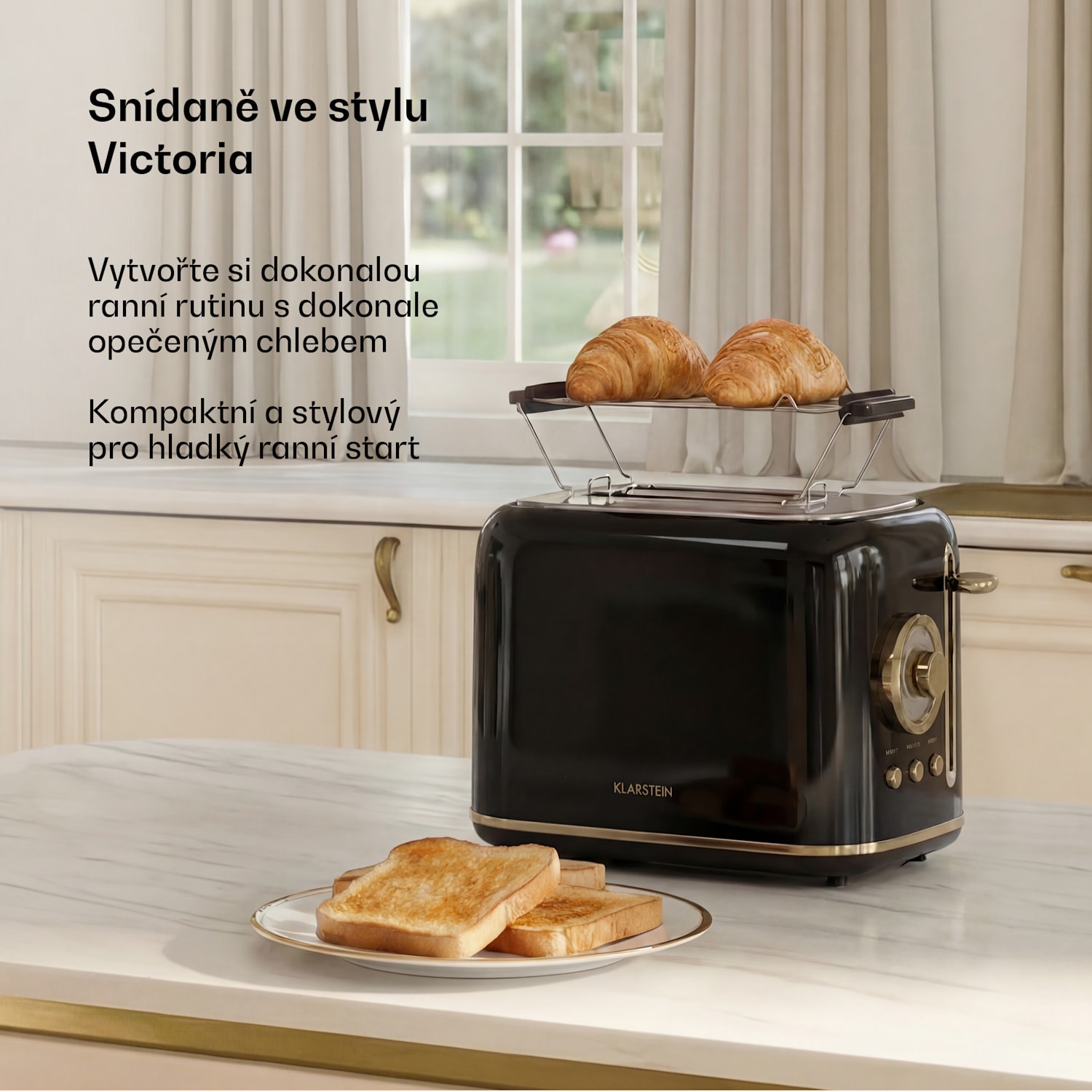 Topinkovač Victoria | Topinkovač na 2 plátky | 800 W | 7 úrovní opékání | Ohřívač housek 