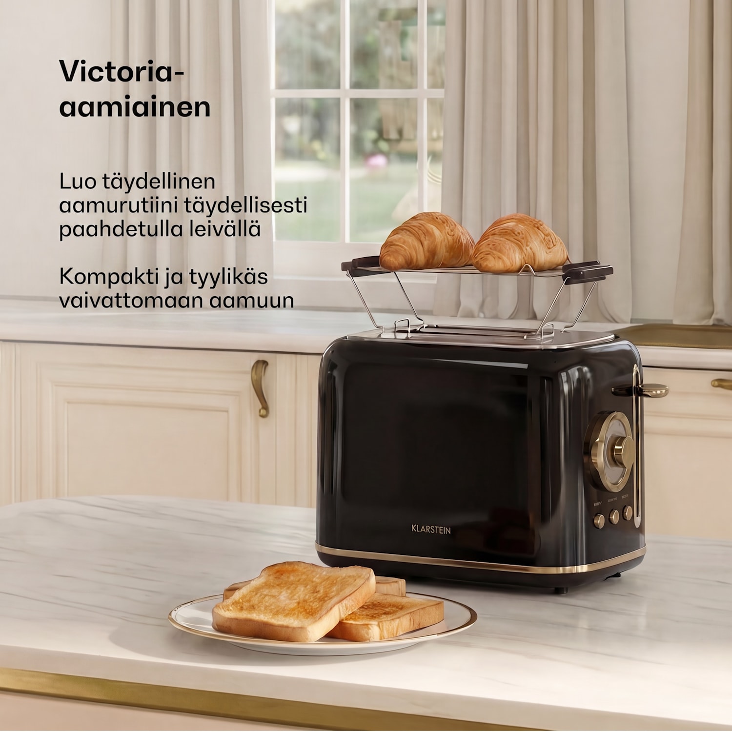 Victoria-leivänpaahdin | 2-aukko | 800 W | 7 paahtoastetta | Sämpyläteline 