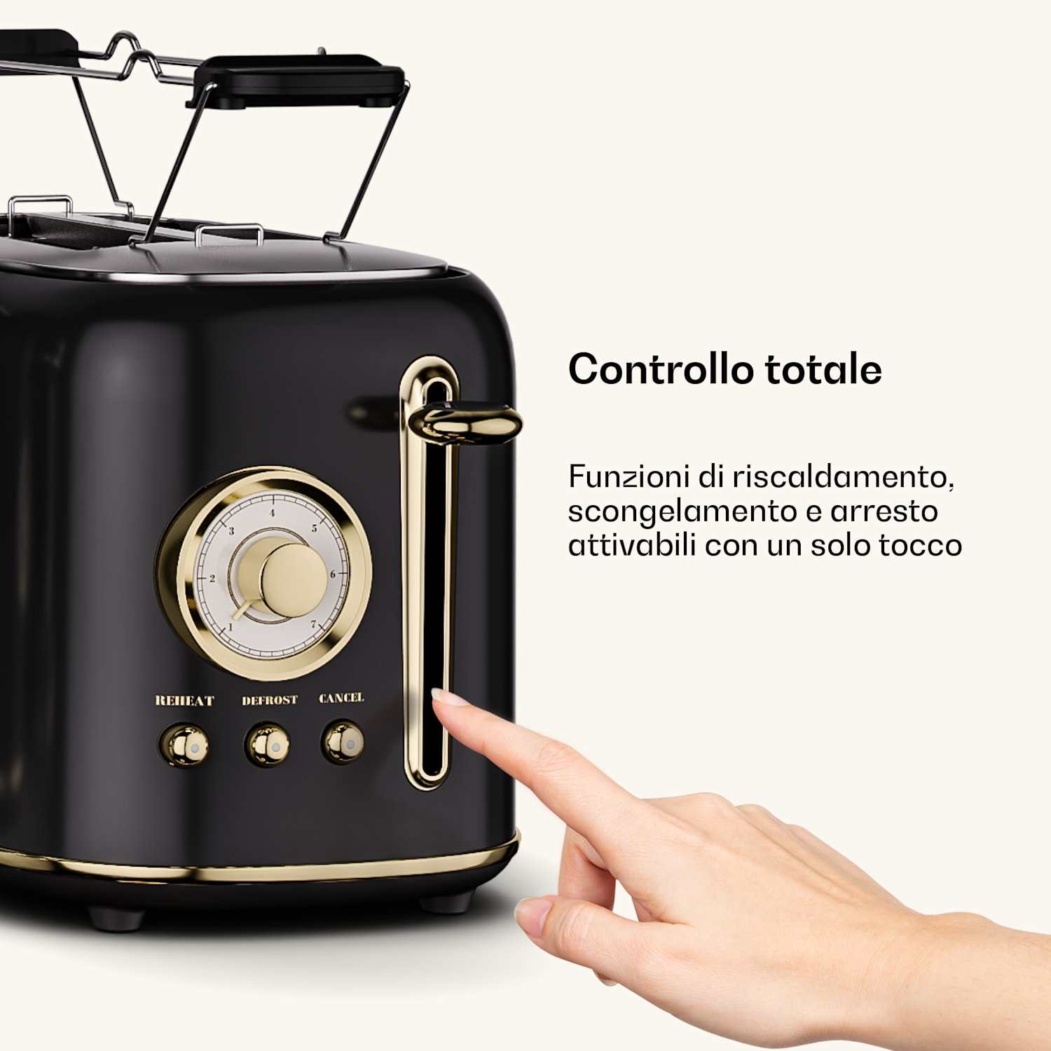 Victoria - Tostapane | 2 scomparti | 800 W | 7 livelli di doratura | Griglia per panini 