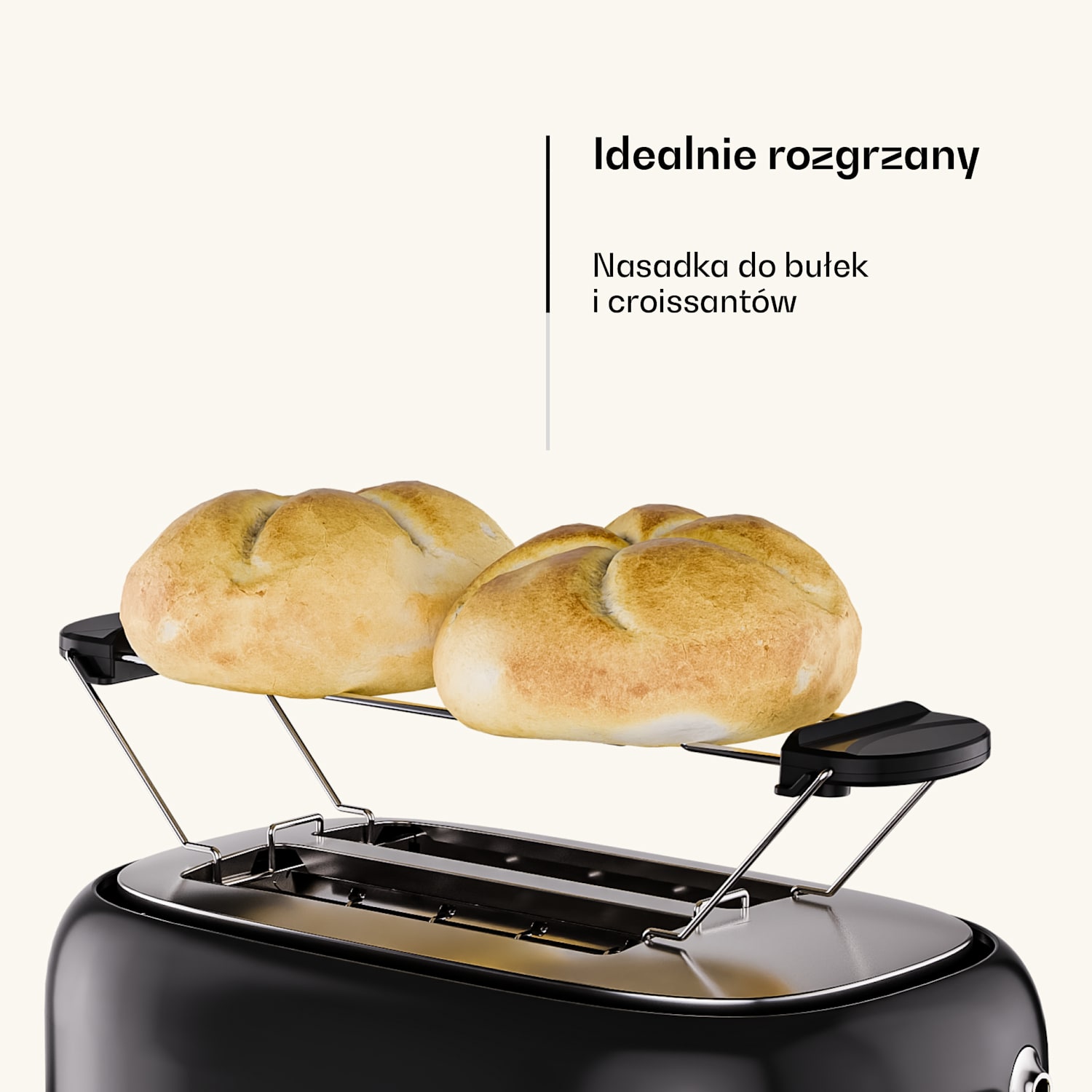 Toster Victoria | Toster na 2 kromki | 800 W | 7 poziomów opiekania | Podgrzewacz bułek 