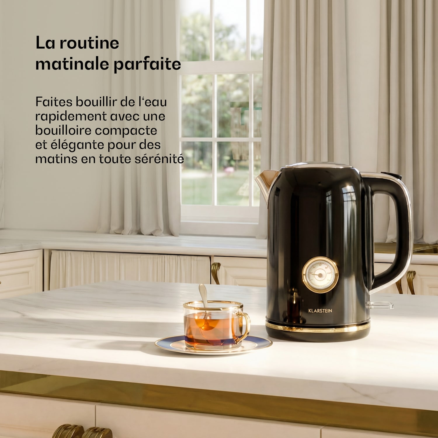 Bouilloire Victoria | 1,7 litre | 2200 W | Base pivotante à 360° | Design intemporel 