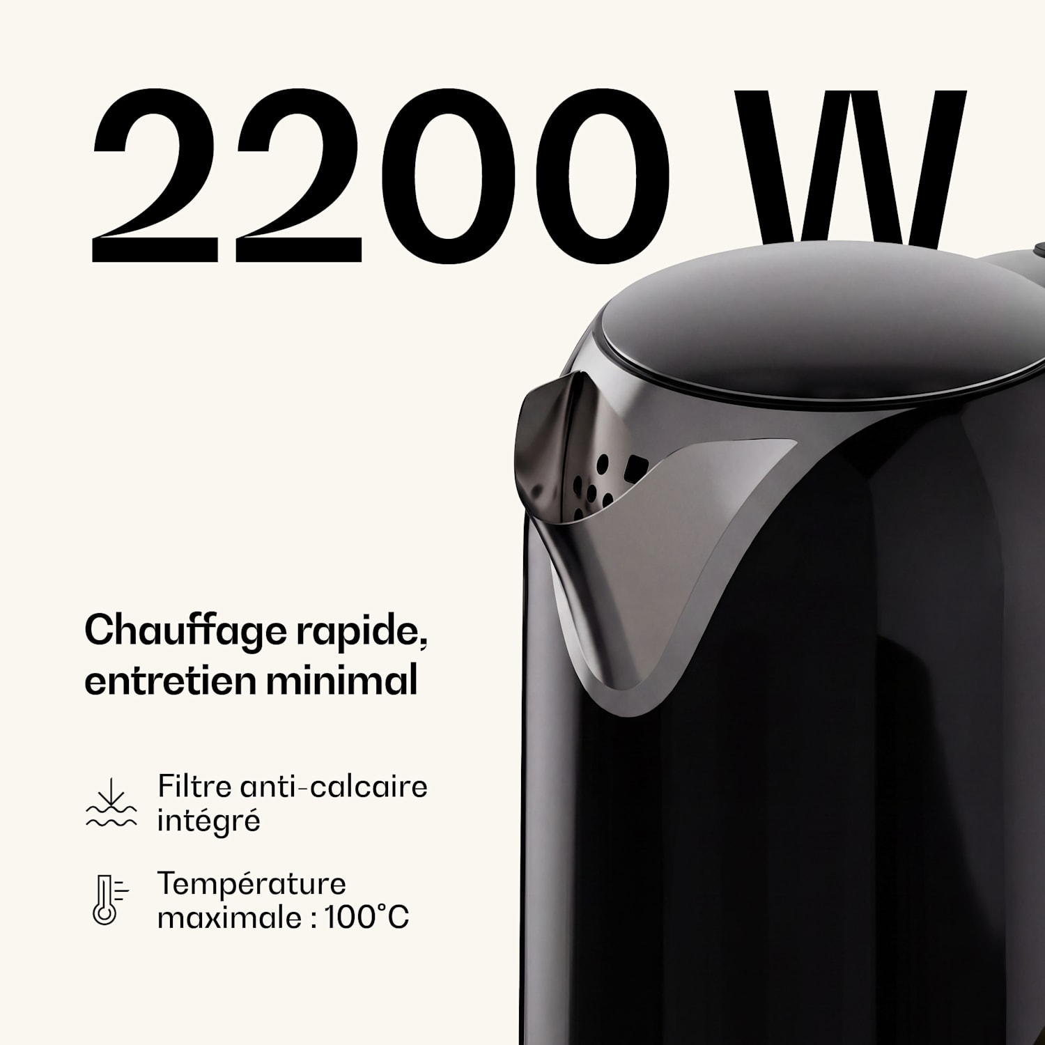 Bouilloire Victoria | 1,7 litre | 2200 W | Base pivotante à 360° | Design intemporel 