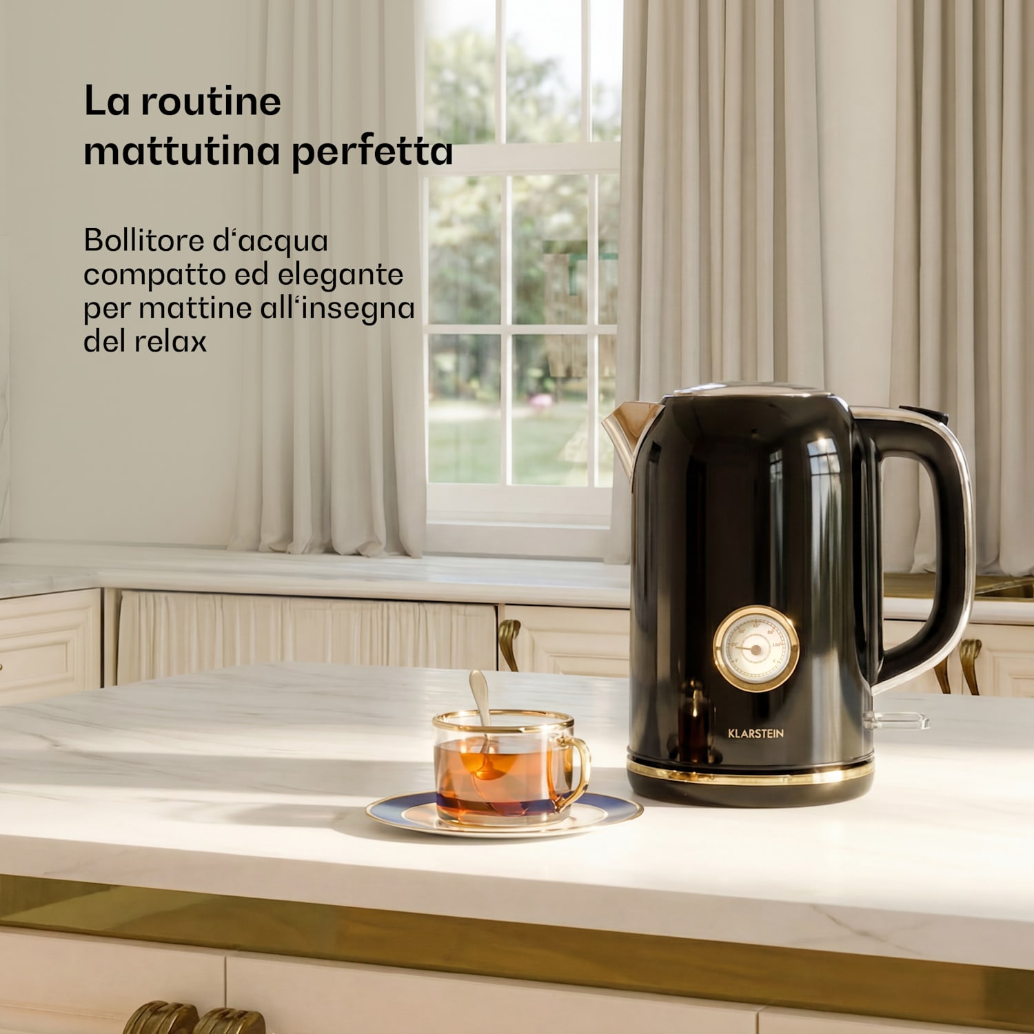 Victoria - Bollitore | 1,7 Litri | 2200 W | Base a 360° | Design senza tempo 