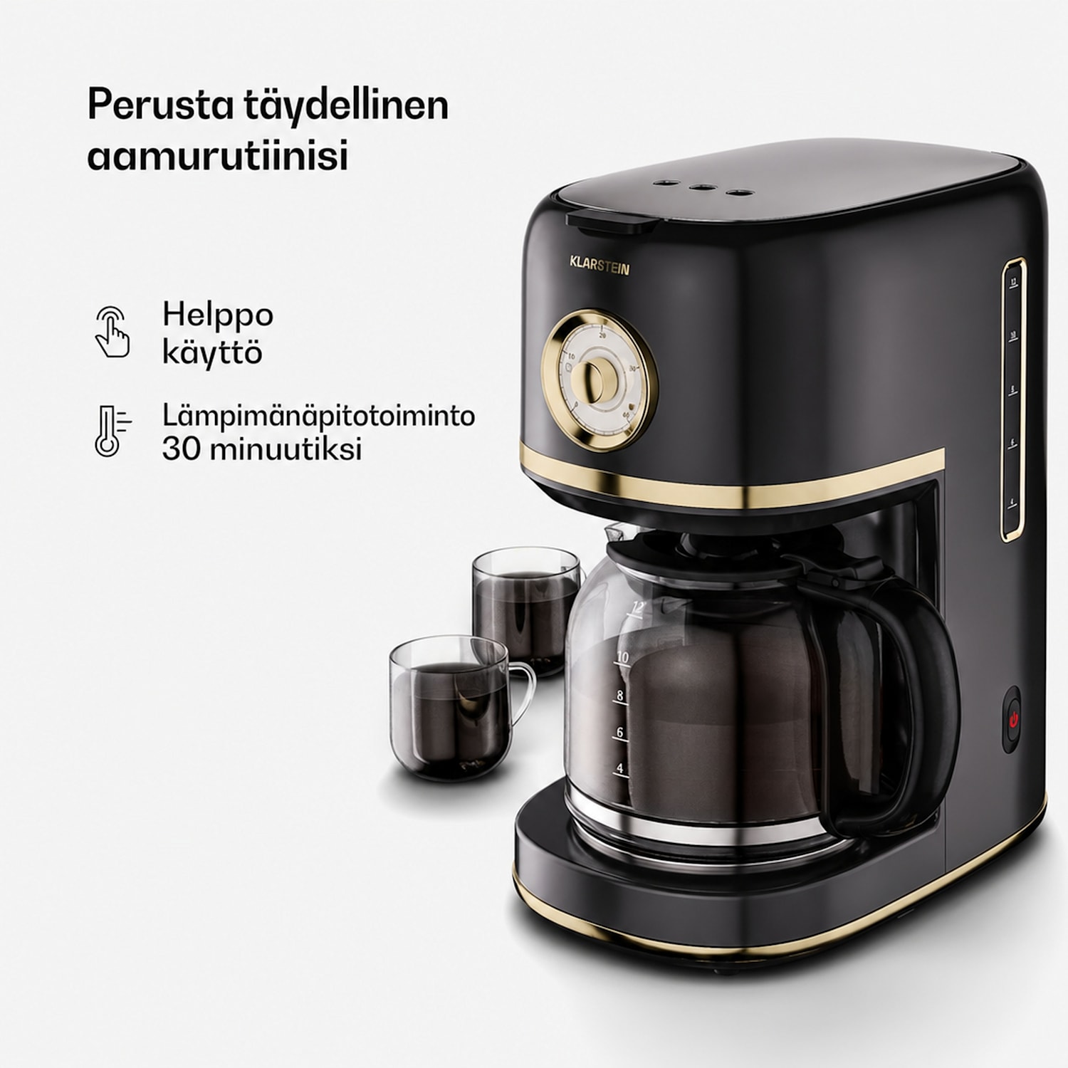Victoria suodatinkahvinkeitin | 1,5 litraa | Lämpimänäpitotoiminto | 12 kuppia Musta