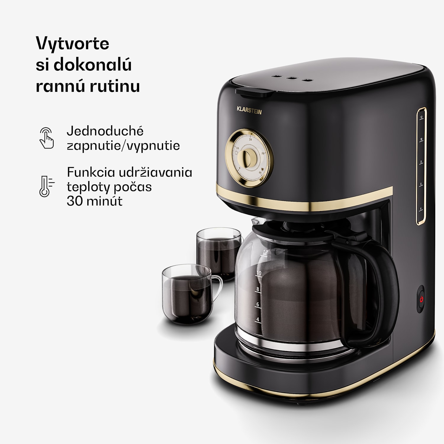 Victoria kávovar na filtrovanú kávu | 1,5 litra | Funkcia udržiavania teploty | 12 šálok Čierna