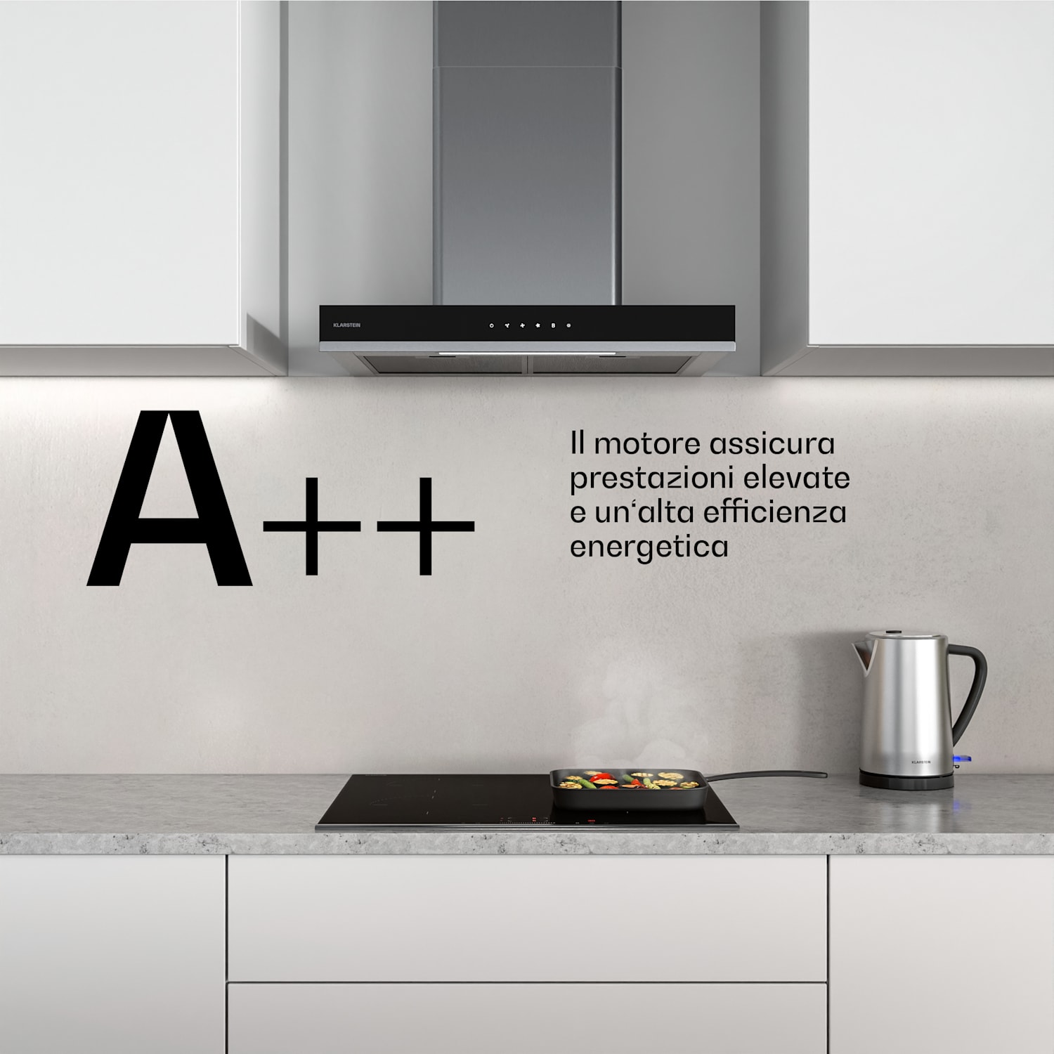 Verosteel - Cappa aspirante, 60 cm | Elegante, minimalista, potente | Classe energetica A++ | 881,6 m³/ora 60 cm