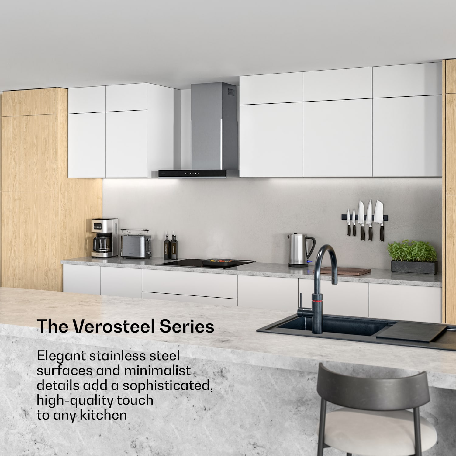 Verosteel liesituuletin 60 cm | Tyylikäs, minimalistinen, tehokas | Energiatehokkuusluokka A++ | 881,6 m³/h 60 cm