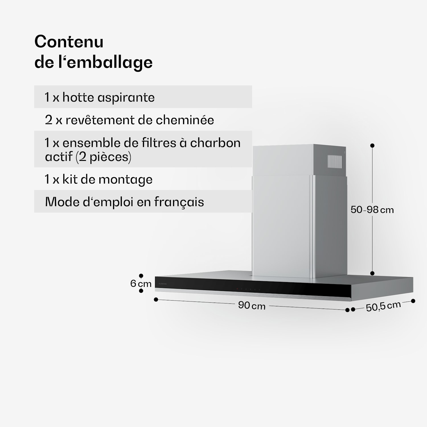 Verosteel hotte aspirante | Élégante, minimaliste, puissante | Classe énergétique A++ | 881,6 m³/h | 90 cm 