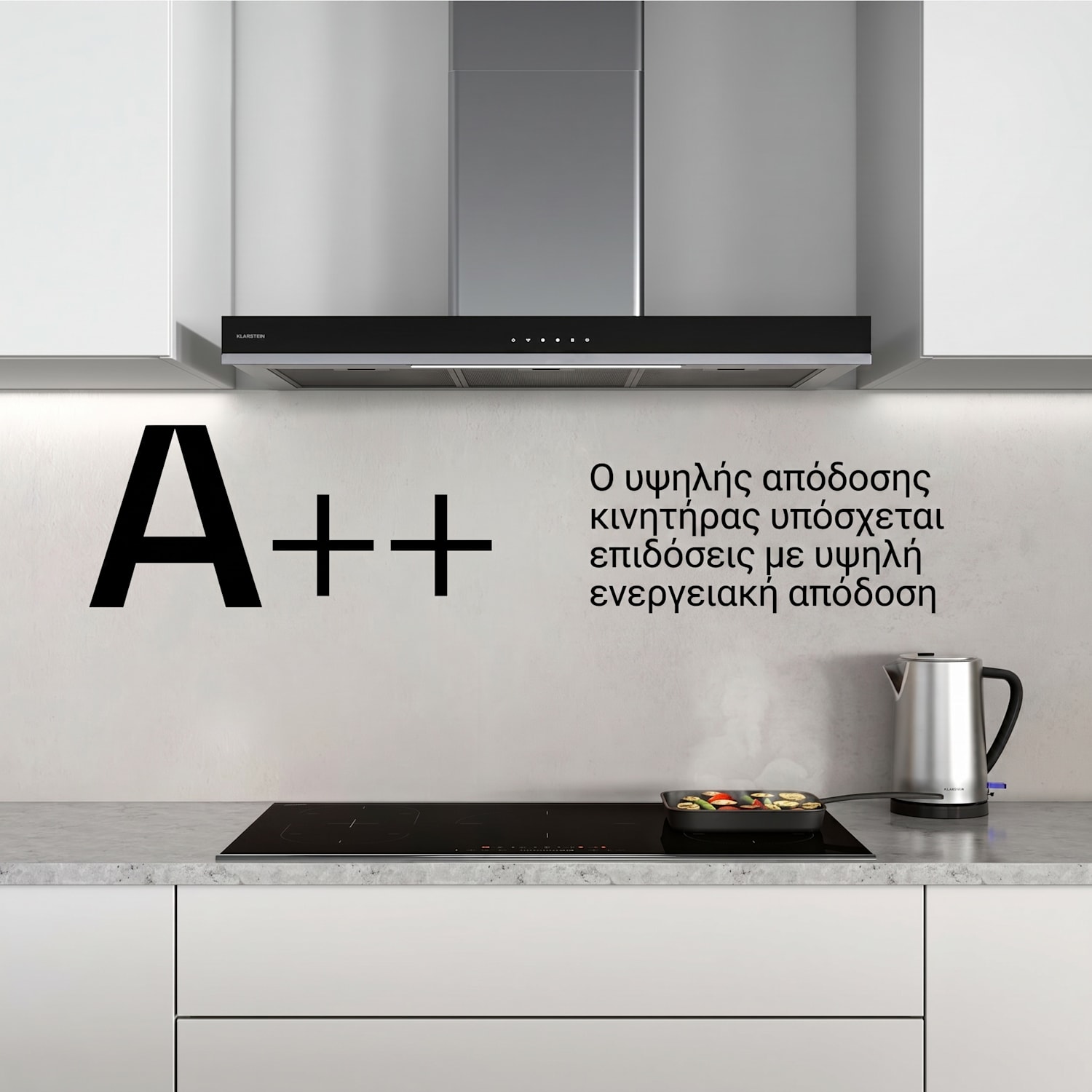 Verosteel απορροφητήρας | Κομψός, μίνιμαλ, ισχυρός | Κλάση ενέργειας A++ | 881,6 m³/h | 90 cm 90 εκ