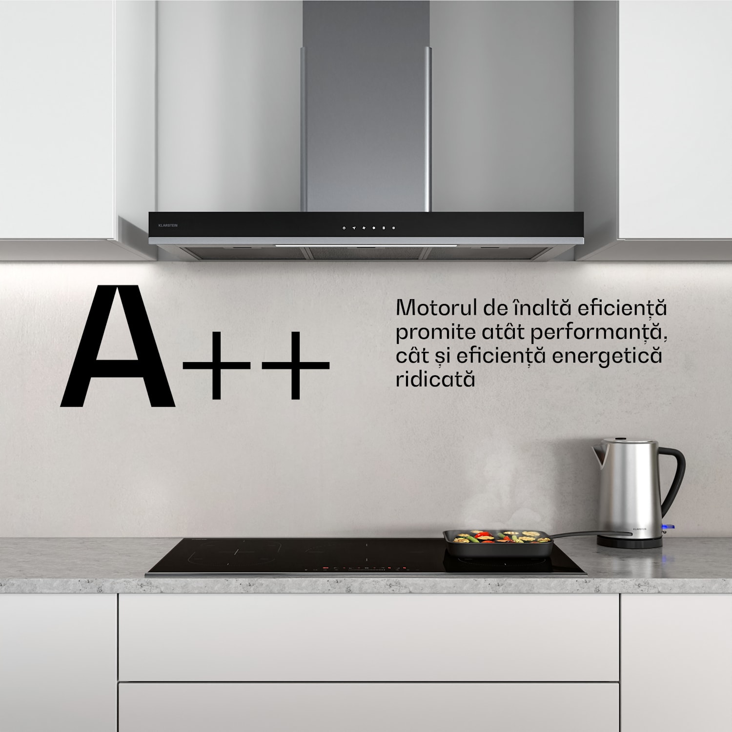 Verosteel hotă de bucătărie, Elegantă, minimalistă, puternică, Clasa energetică A++, 881,6 m³/h, 90 cm 90 cm