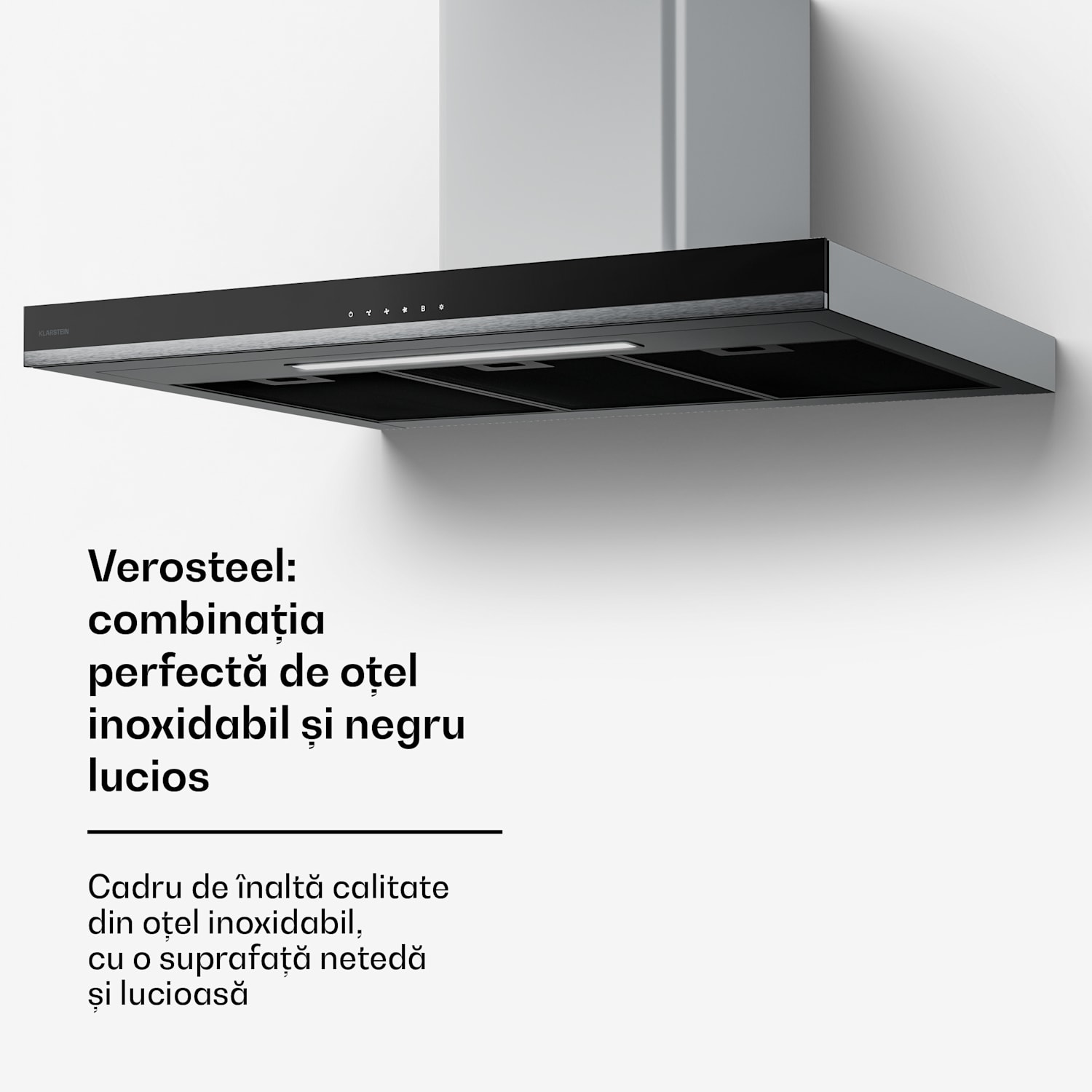 Verosteel hotă de bucătărie, Elegantă, minimalistă, puternică, Clasa energetică A++, 881,6 m³/h, 90 cm 90 cm