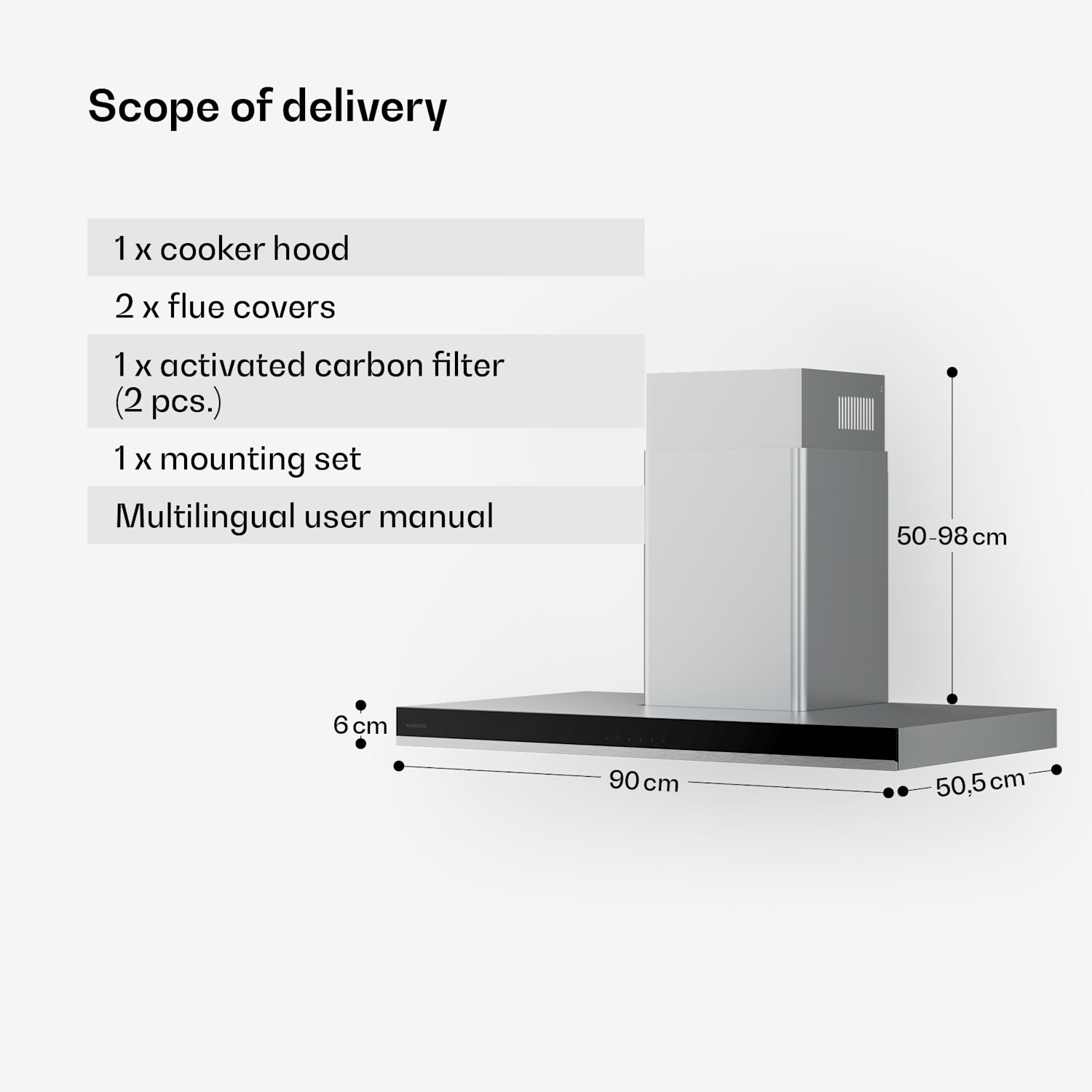 Verosteel extractor hood | Elegant, minimalist, powerful | Energy class A++ | 881.6 m³/h | 90 cm 