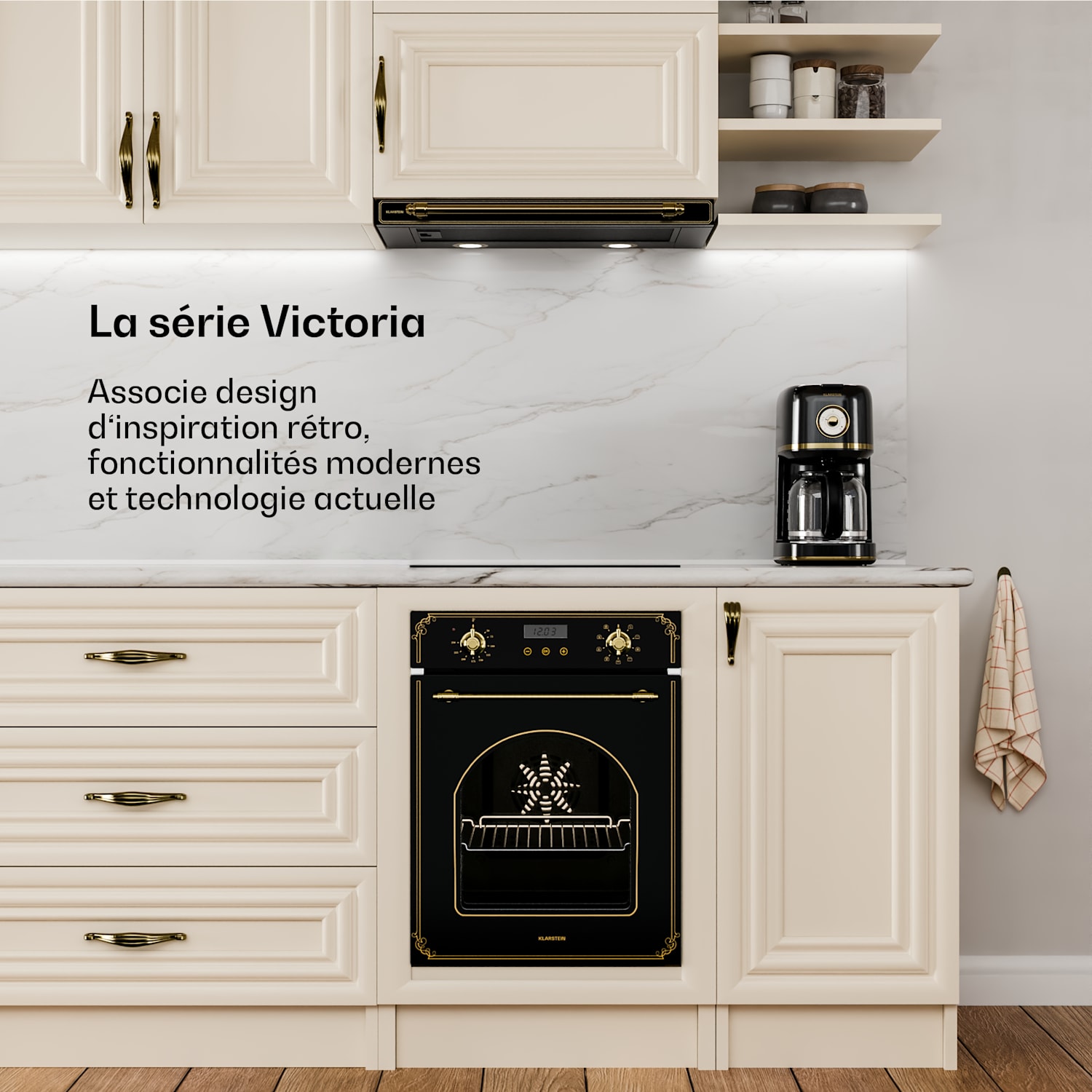 Victoria Hotte aspirante élégante d'inspiration rétro CEE A++ 358,54 m³/h 60 cm 