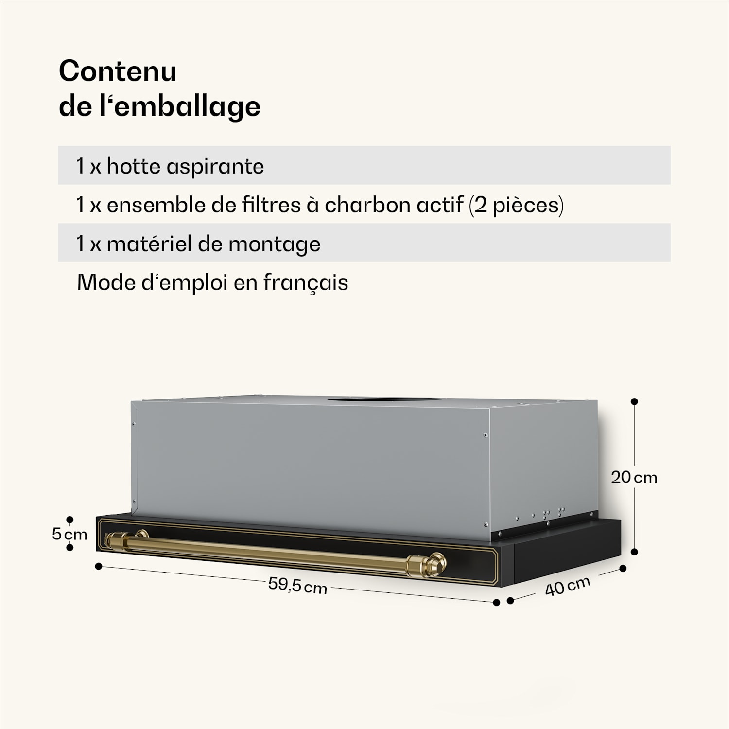 Victoria Hotte aspirante élégante d'inspiration rétro CEE A++ 358,54 m³/h 60 cm 
