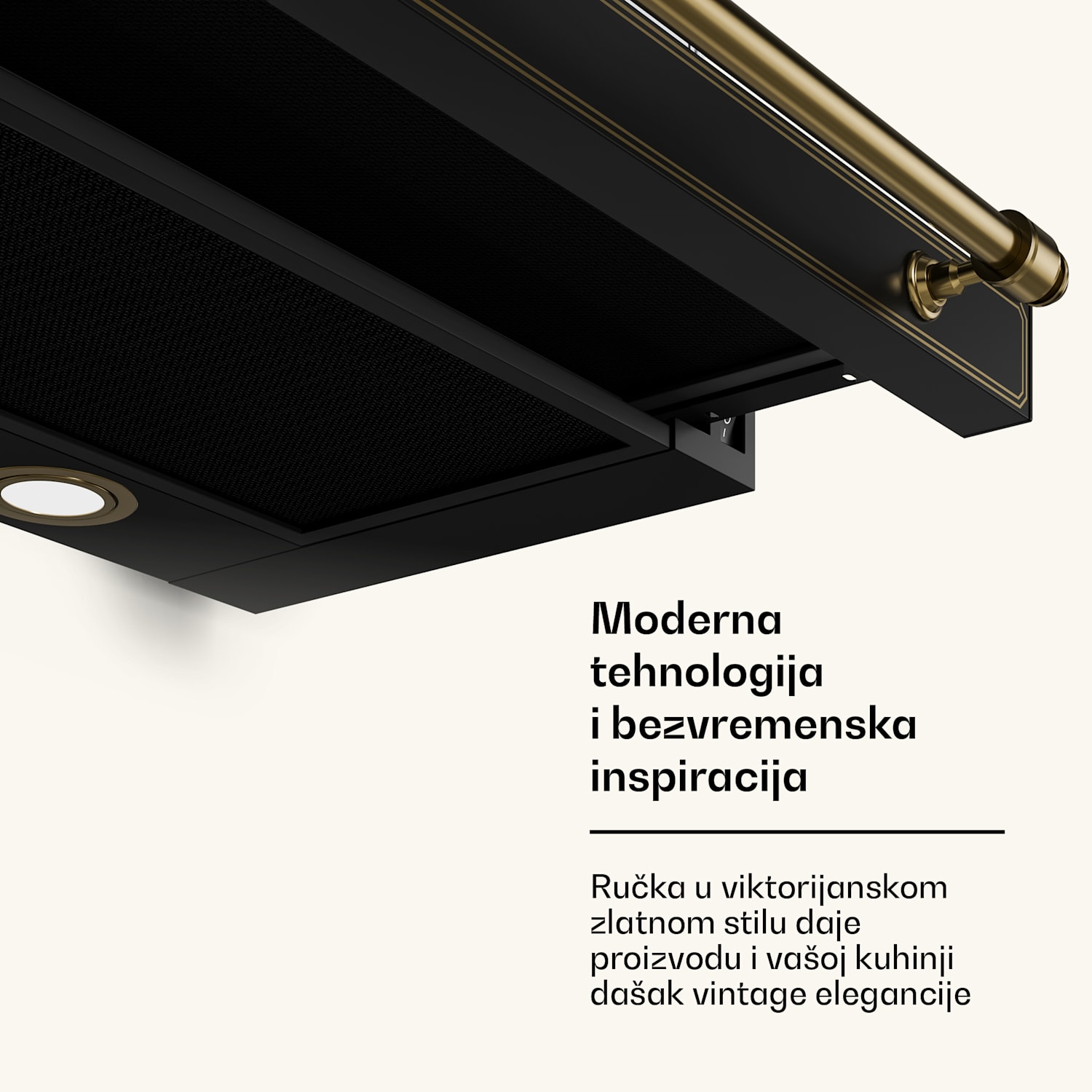 Victoria napa na izvlačenje, elegantna, retro inspirirana, bezvremenska EEC A++ 359 m³/h 60 cm Crna