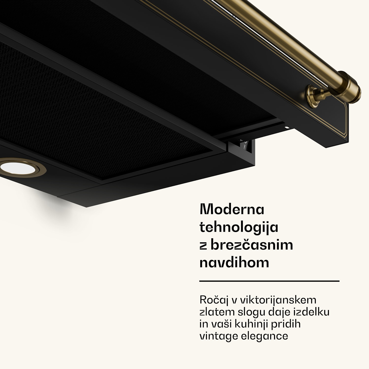 Victoria izvlečna kuhinjska napa elegantna, retro navdihnjena, brezčasna EEC A++ 359m³/h 60cm Črna