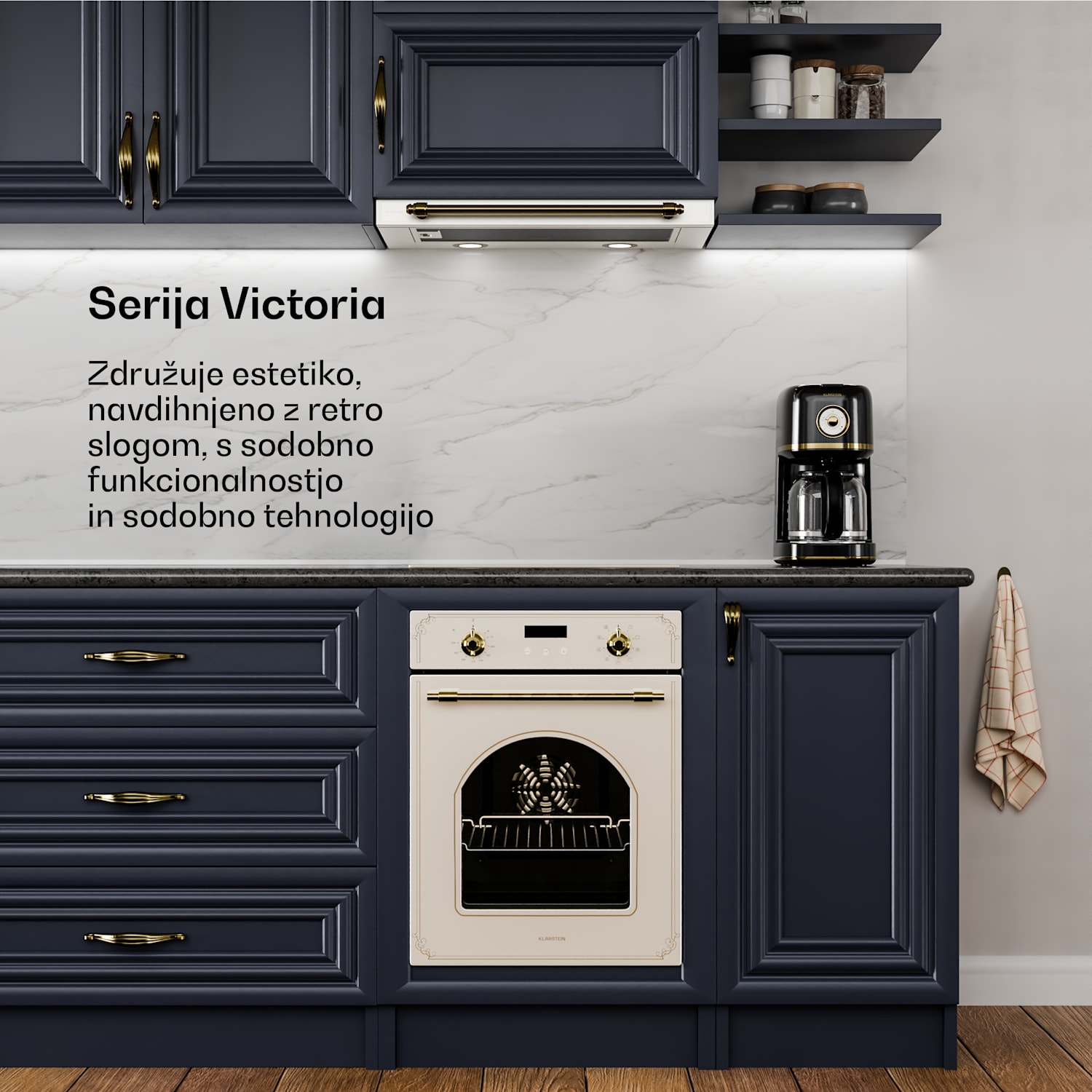 Victoria izvlečna kuhinjska napa elegantna, retro navdihnjena, brezčasna EEC A++ 359m³/h 60cm Kremna