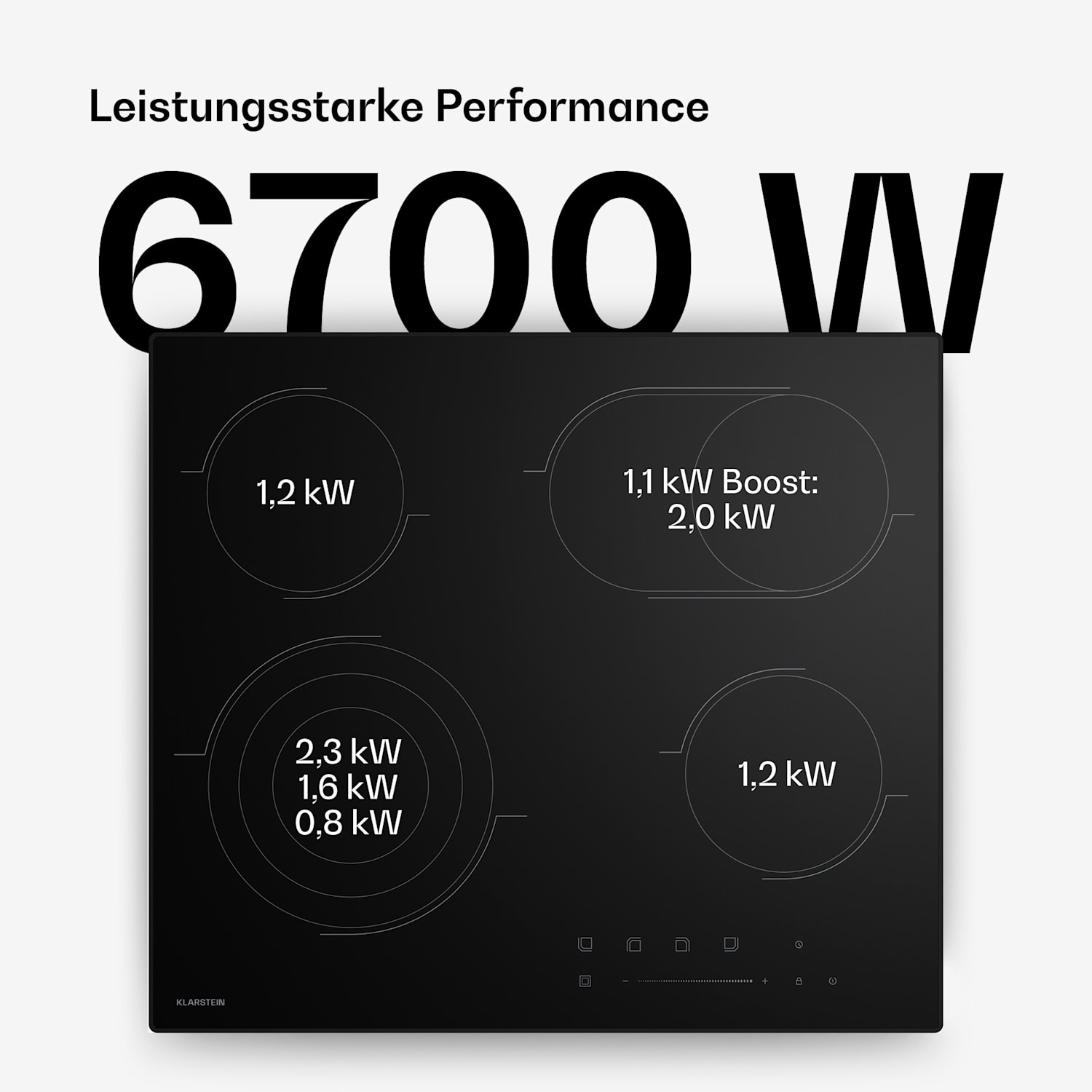 Velaire - Piano cottura in vetroceramica | Elegante, minimalista, potente | 4 zone di cottura | 6700 W | 60 cm 60 cm
