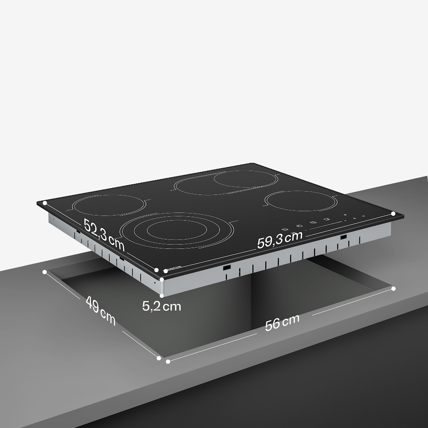Velaire - Piano cottura in vetroceramica | Elegante, minimalista, potente | 4 zone di cottura | 6700 W | 60 cm 60 cm