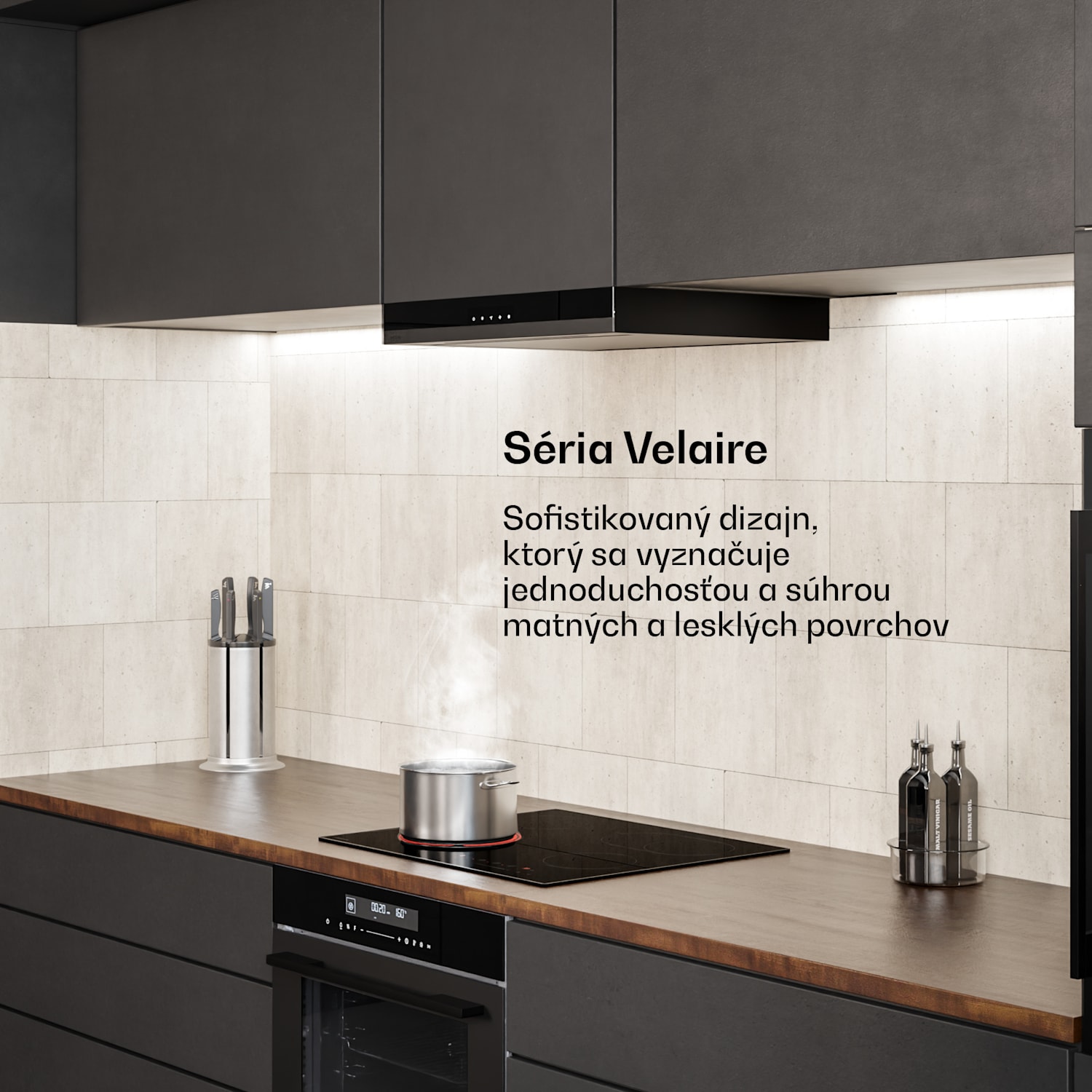 Velaire sklokeramická varná doska, elegantná, minimalistická, výkonná, 4 varné zóny, 6700 W, 60 cm 60 cm