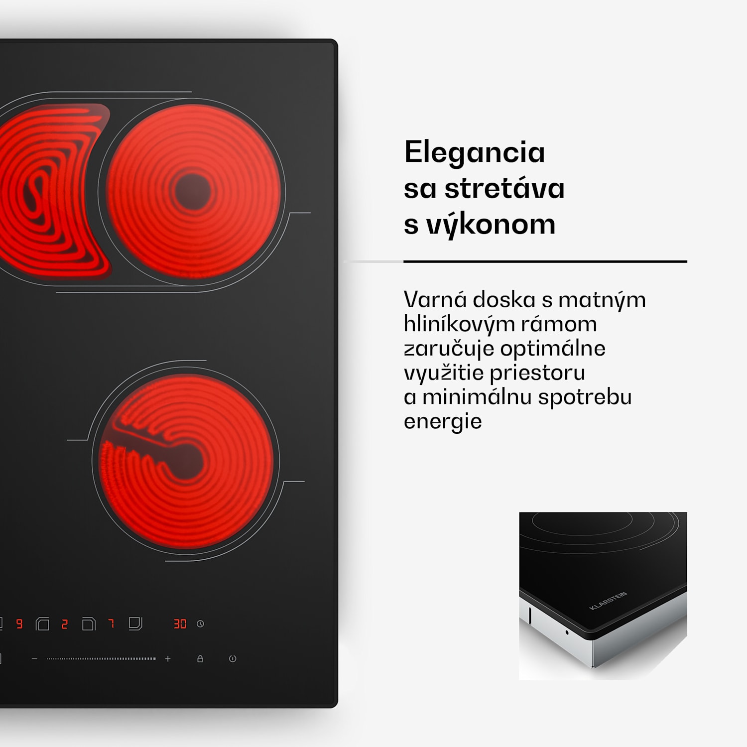 Velaire sklokeramická varná doska, elegantná, minimalistická, výkonná, 4 varné zóny, 6700 W, 60 cm 60 cm