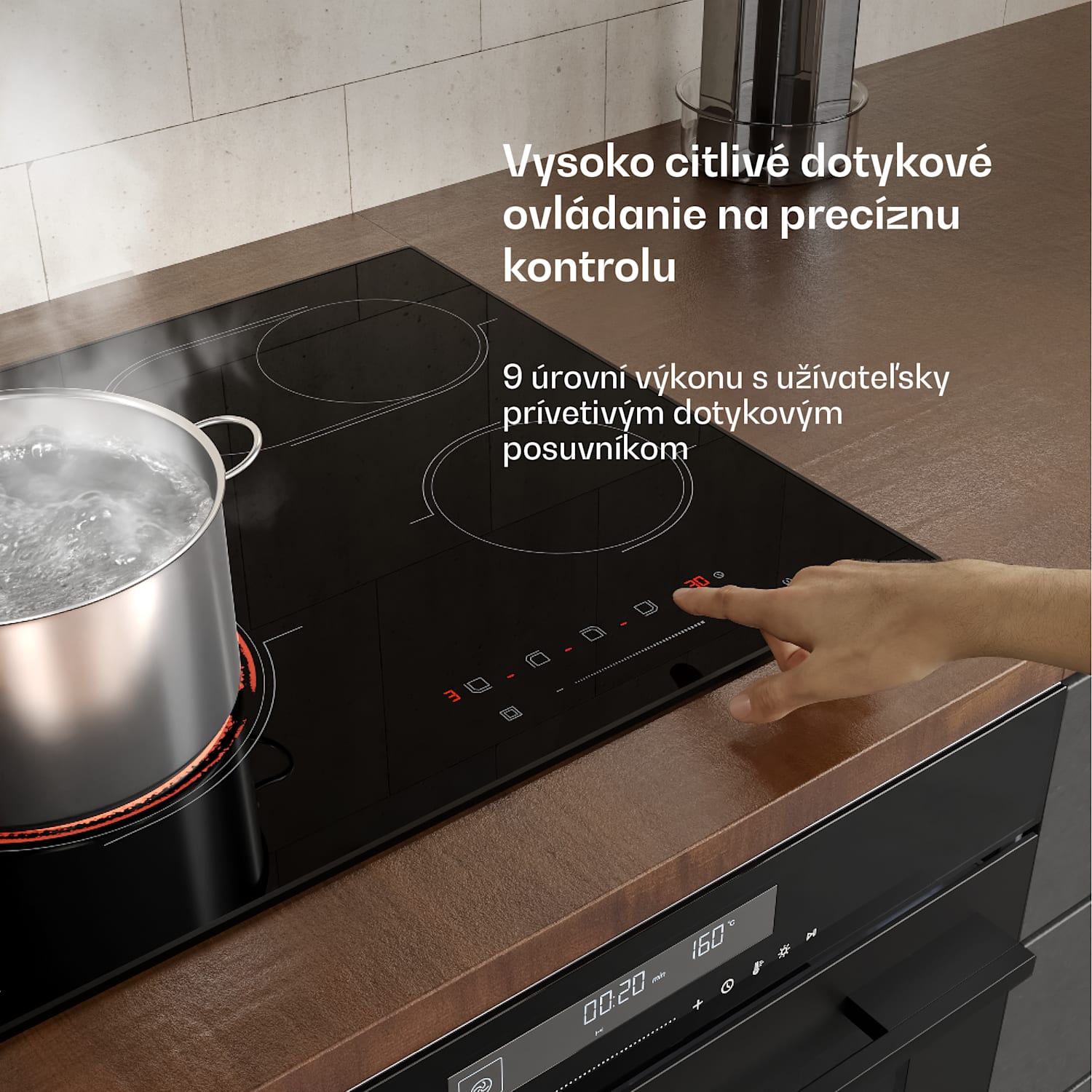 Velaire sklokeramická varná doska, elegantná, minimalistická, výkonná, 4 varné zóny, 6700 W, 60 cm 60 cm