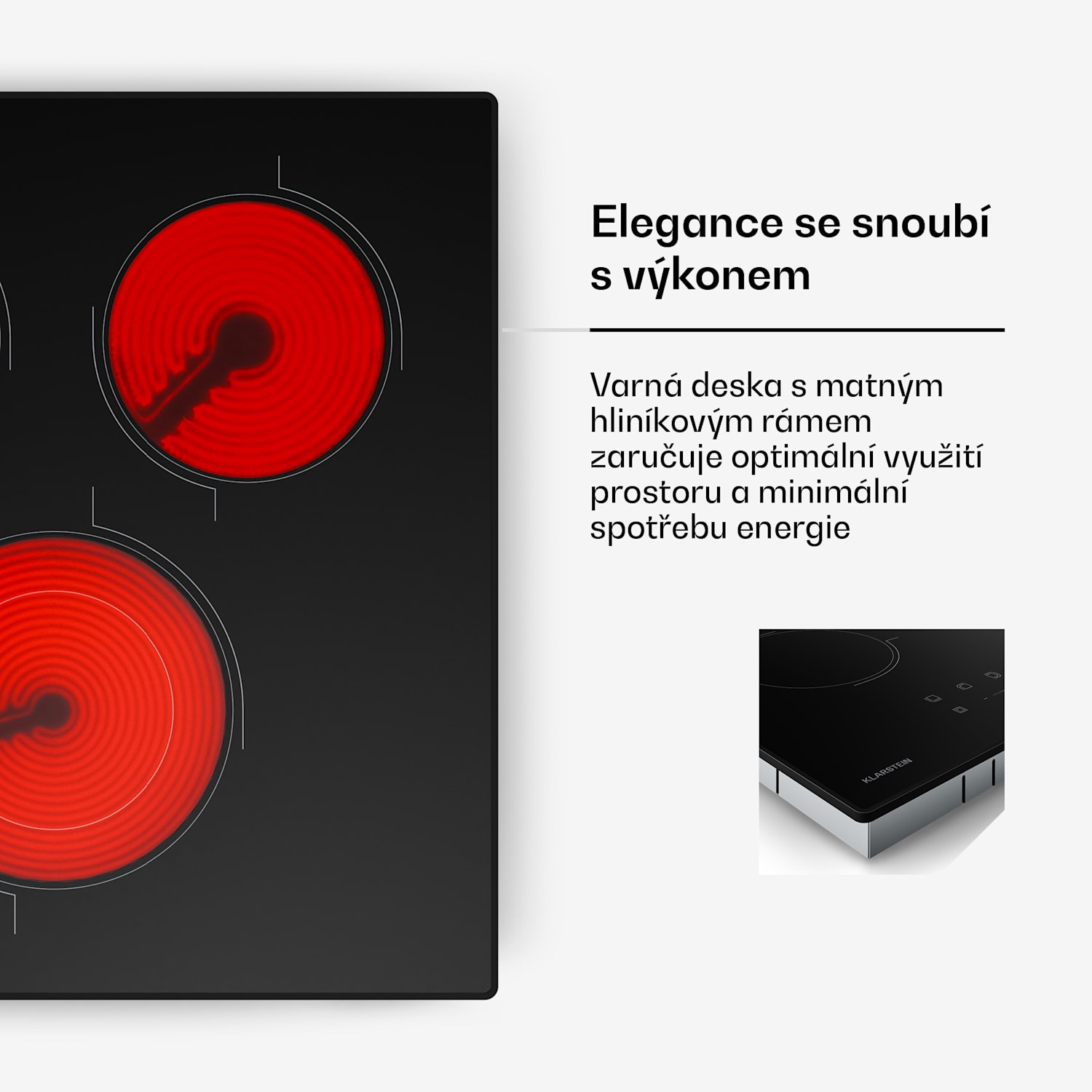 Velaire sklokeramická varná deska, elegantní, minimalistická, kompaktní, 3 varné zóny, 4100 W, 45 cm 45 cm